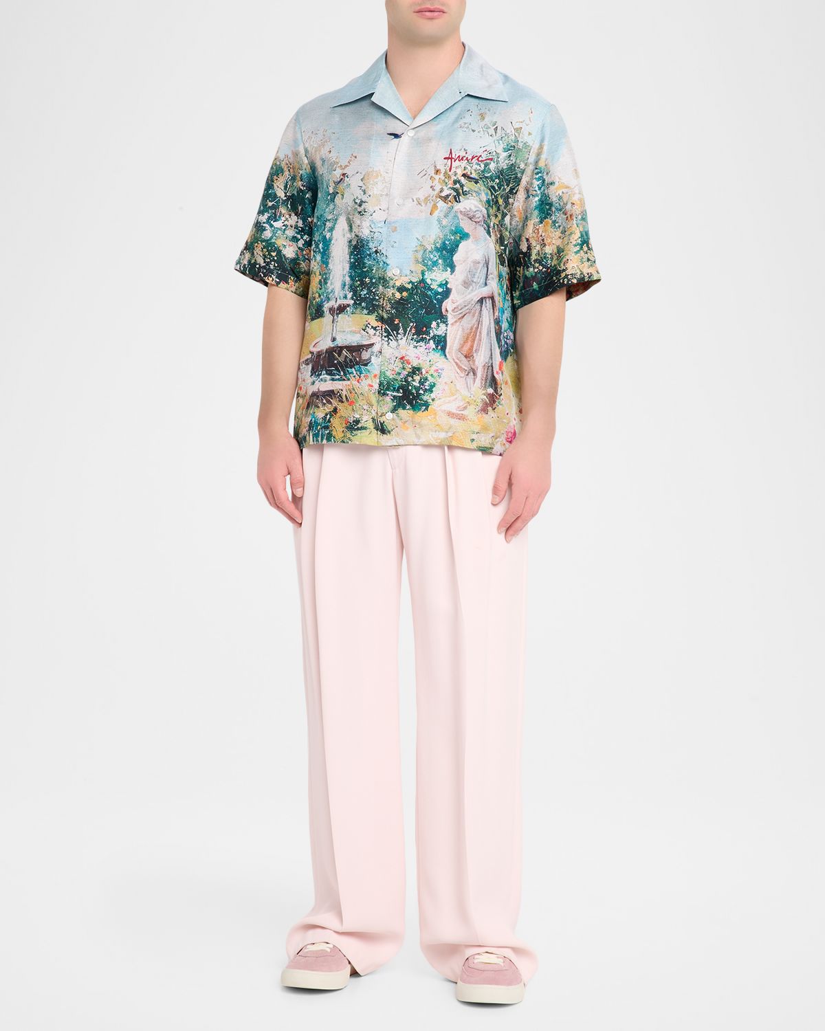 Amiri Men 's Chateau Fountain Silk Camp Shirt