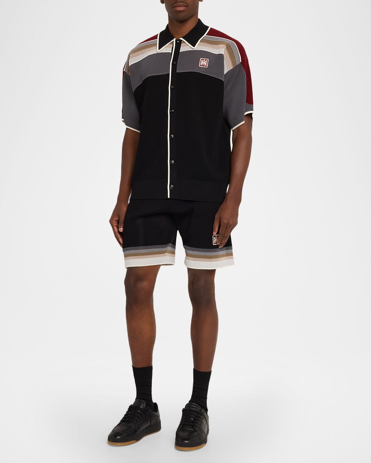 Amiri Men 's Knit MA Icon Applique Short-Sleeve Shirt