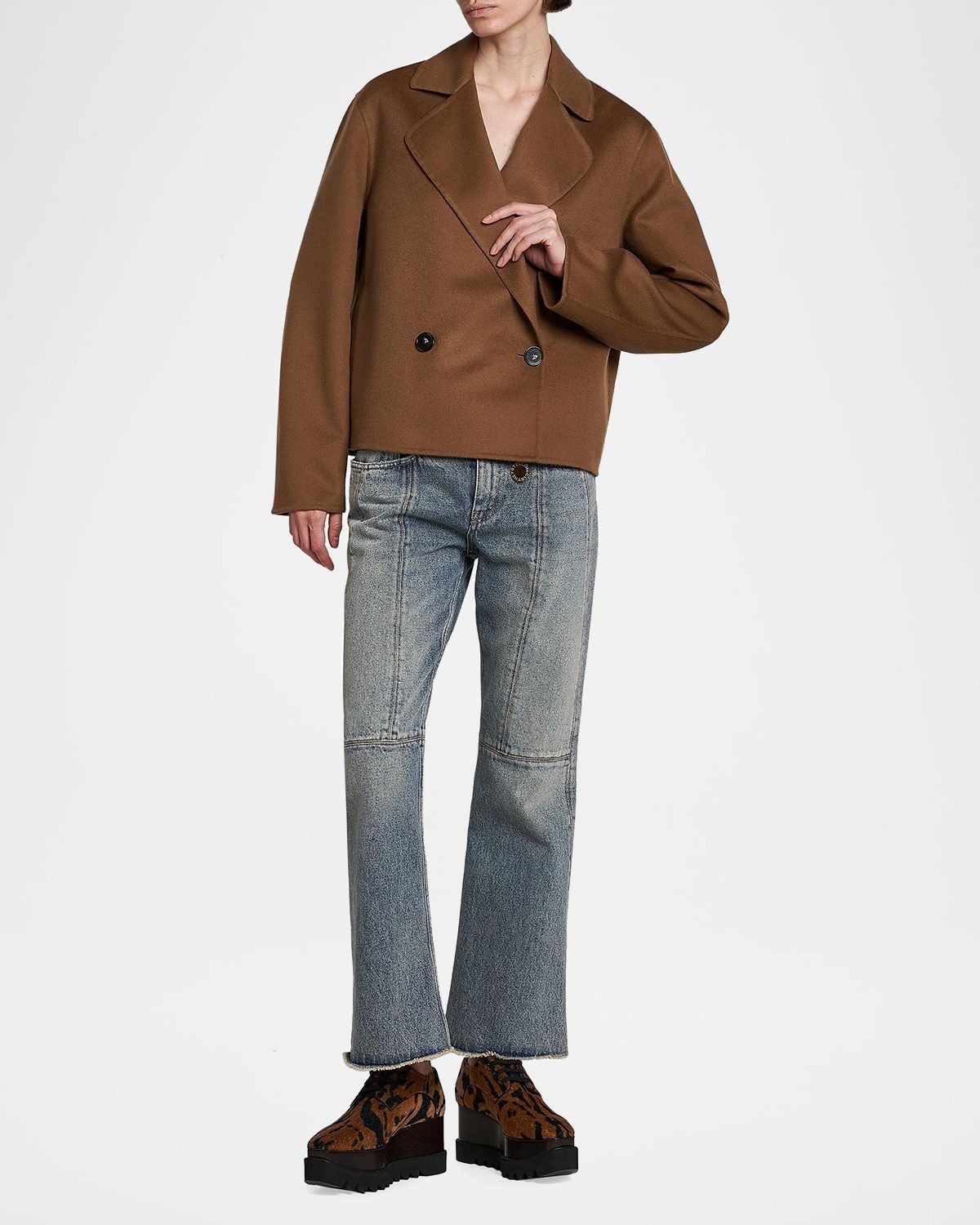 Stella McCartney Double-Breasted Short Wool Peacoat | Thumbnail 6