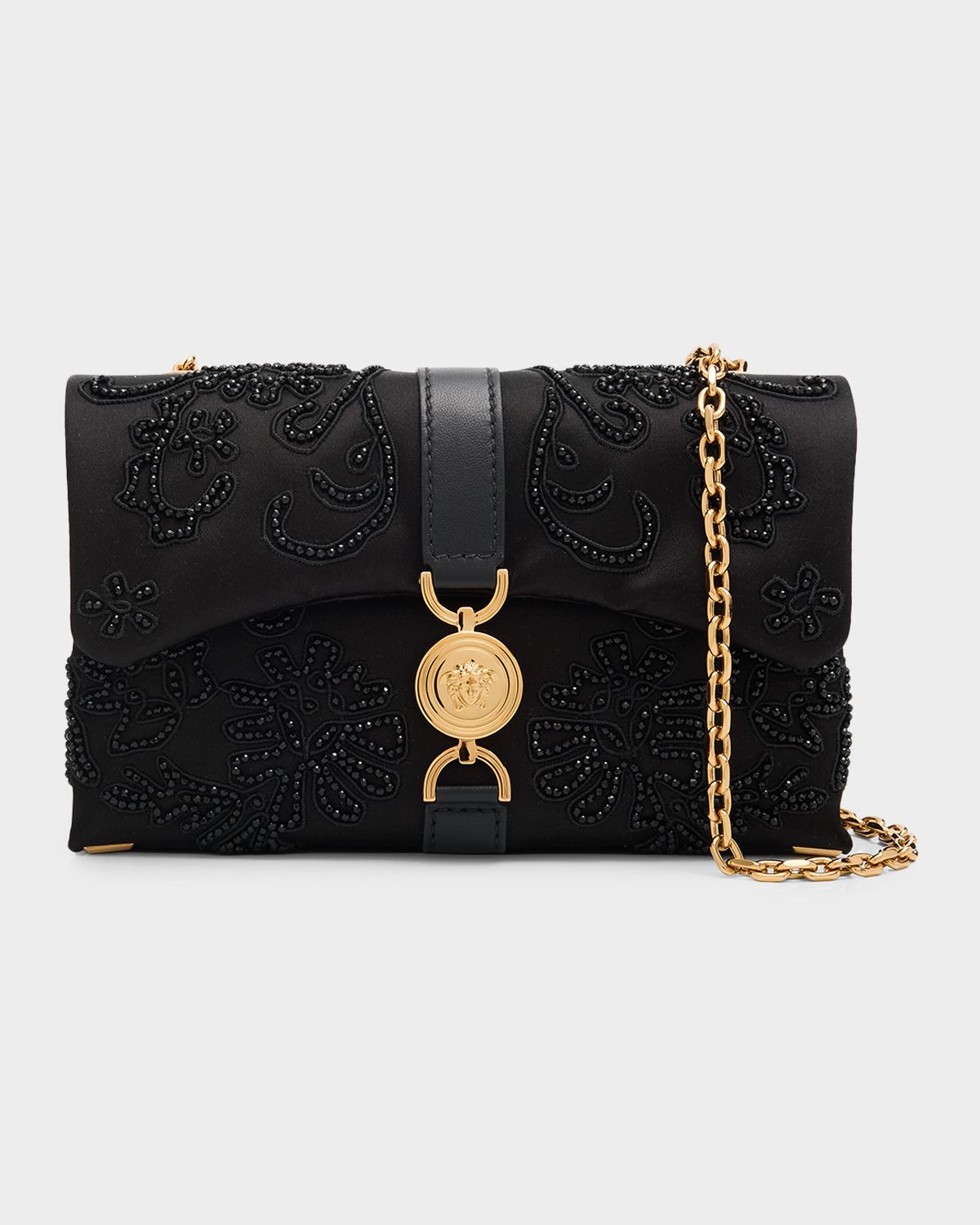 Versace Medusa 95 Beaded Satin Crossbody Bag