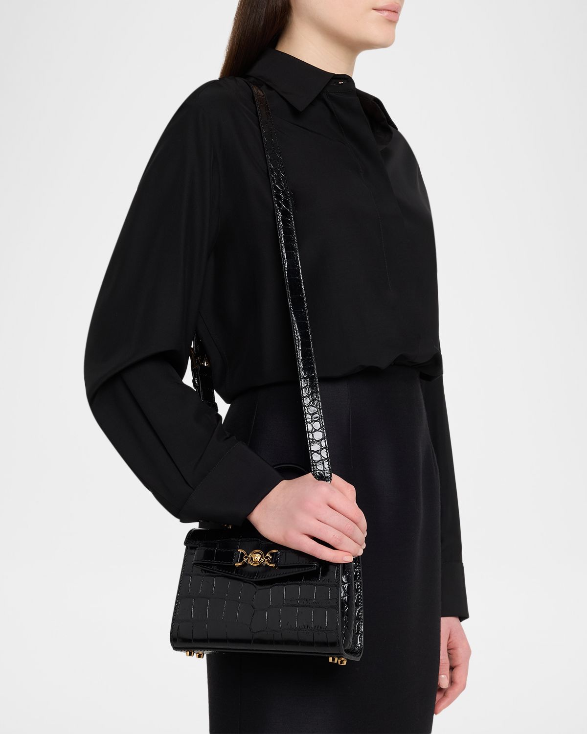 Versace Medusa '95 Croc-Embossed Leather Top-Handle Bag | Thumbnail 6