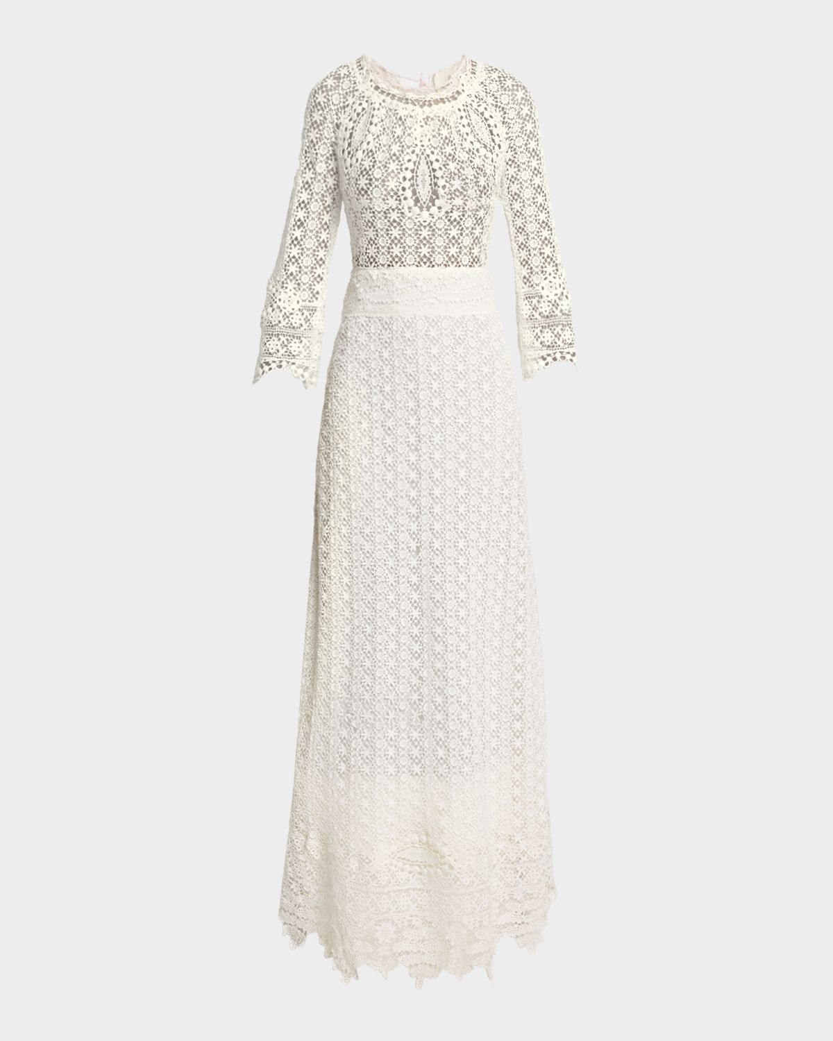 Isabel Marant Hayra Guipure Lace Long-Sleeve Maxi Dress