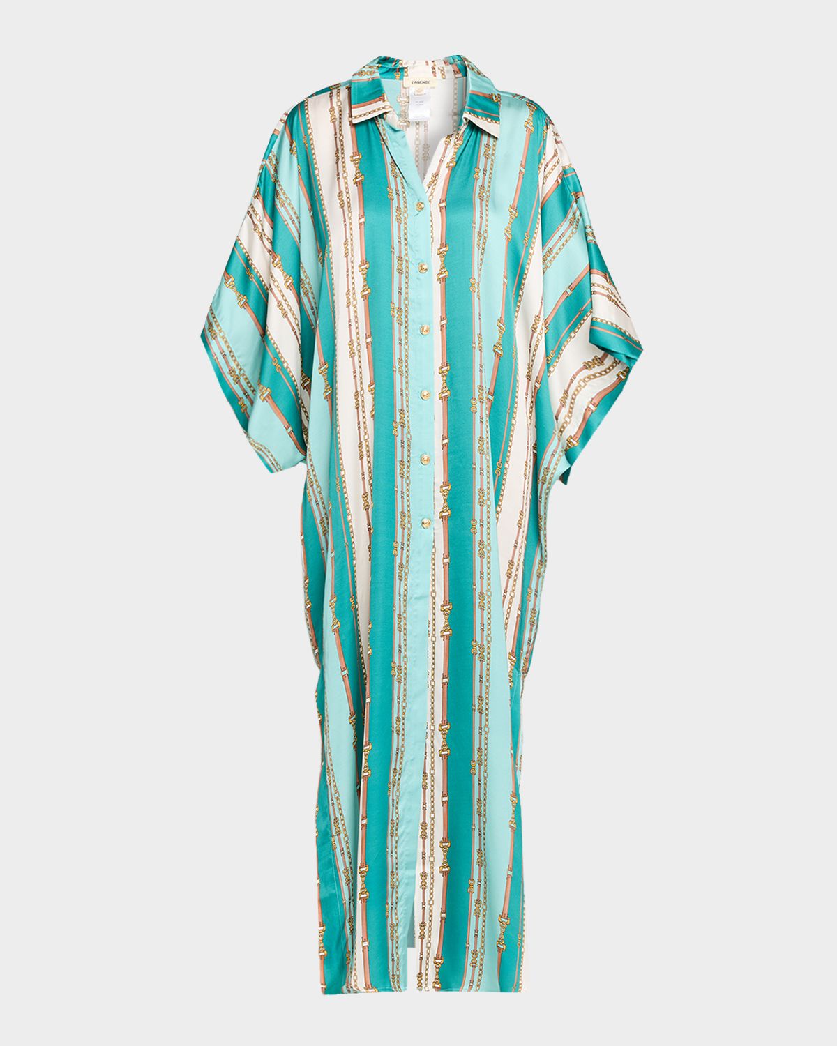 La Blanca Wrena Belt Striped Maxi Shirtdress Coverup