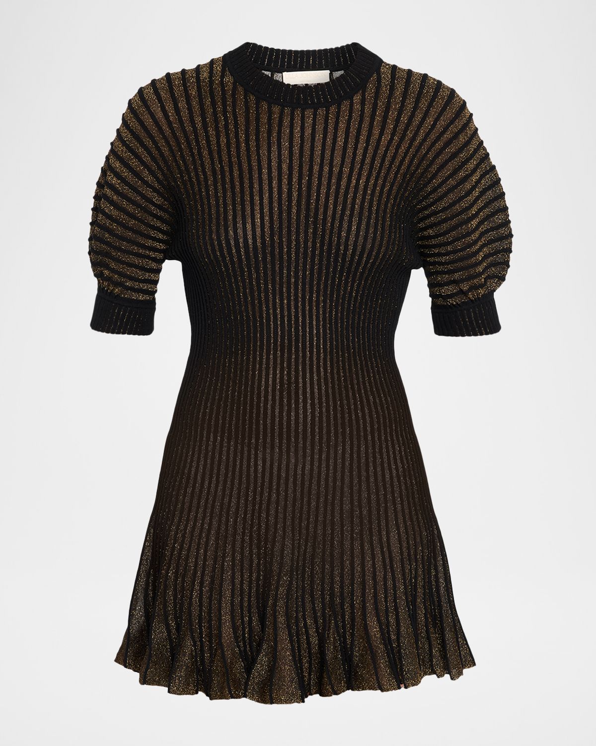 Ulla Johnson Talie Sparkly Knit Puff-Sleeve Mini Dress