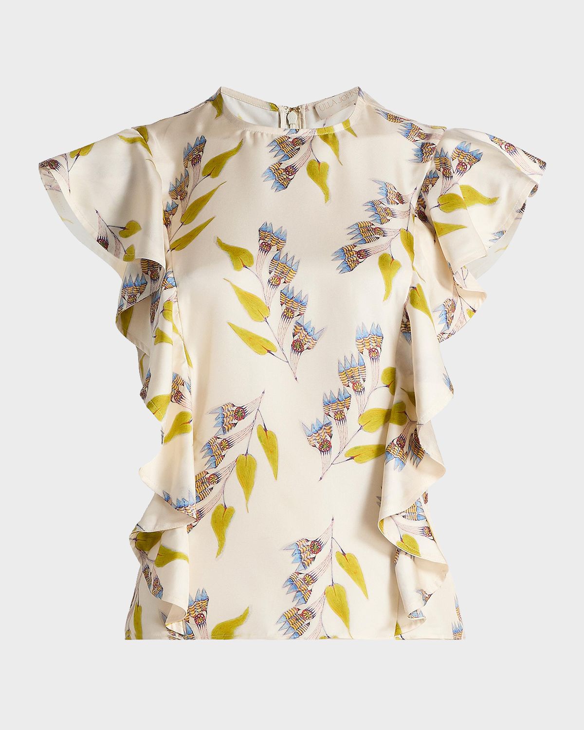 Ulla Johnson Botanical Ruffled Silk Top