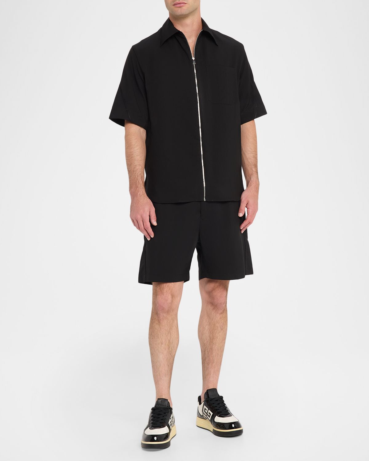 Givenchy Men 's Point Collar Full-Zip hort-leeve hirt | Thumbnail 5 Givenchy Men 's Point Collar Full-Zip hort-leeve hirt | Thumbnail 5