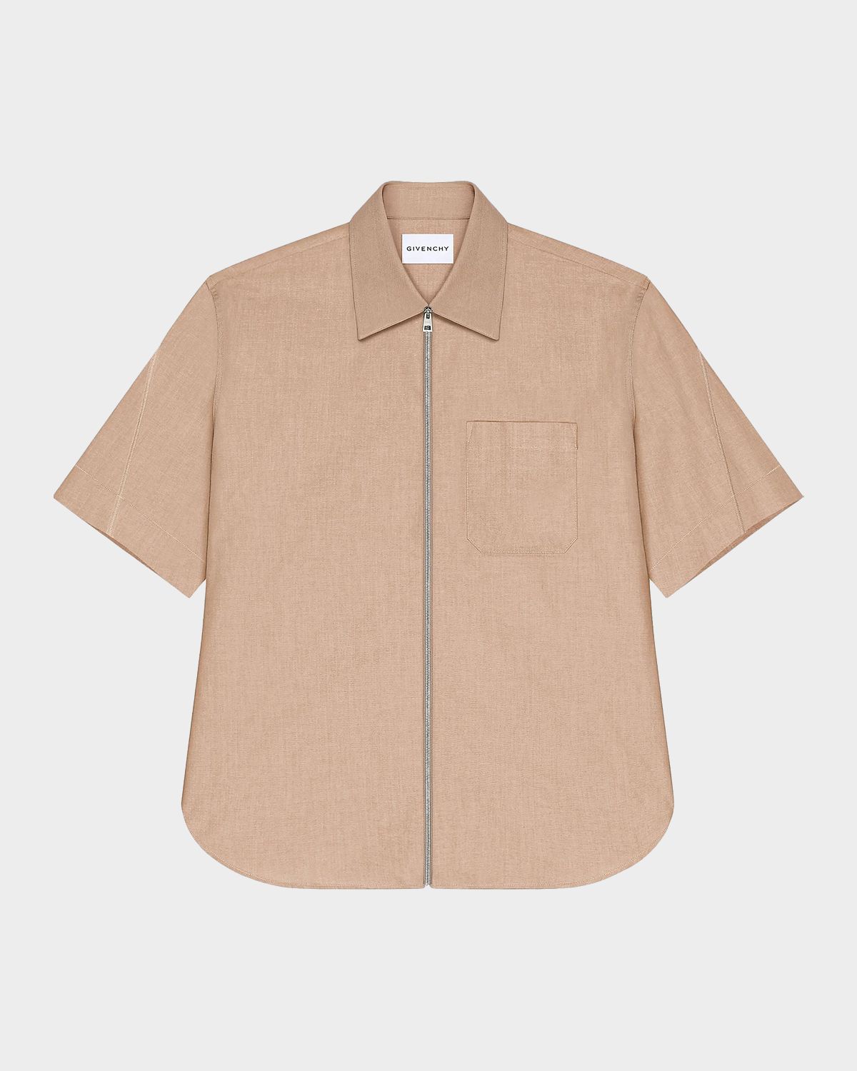 Givenchy Men 's Point Collar Full-Zip Short-Sleeve Shirt | Thumbnail 3 Givenchy Men 's Point Collar Full-Zip Short-Sleeve Shirt | Thumbnail 3