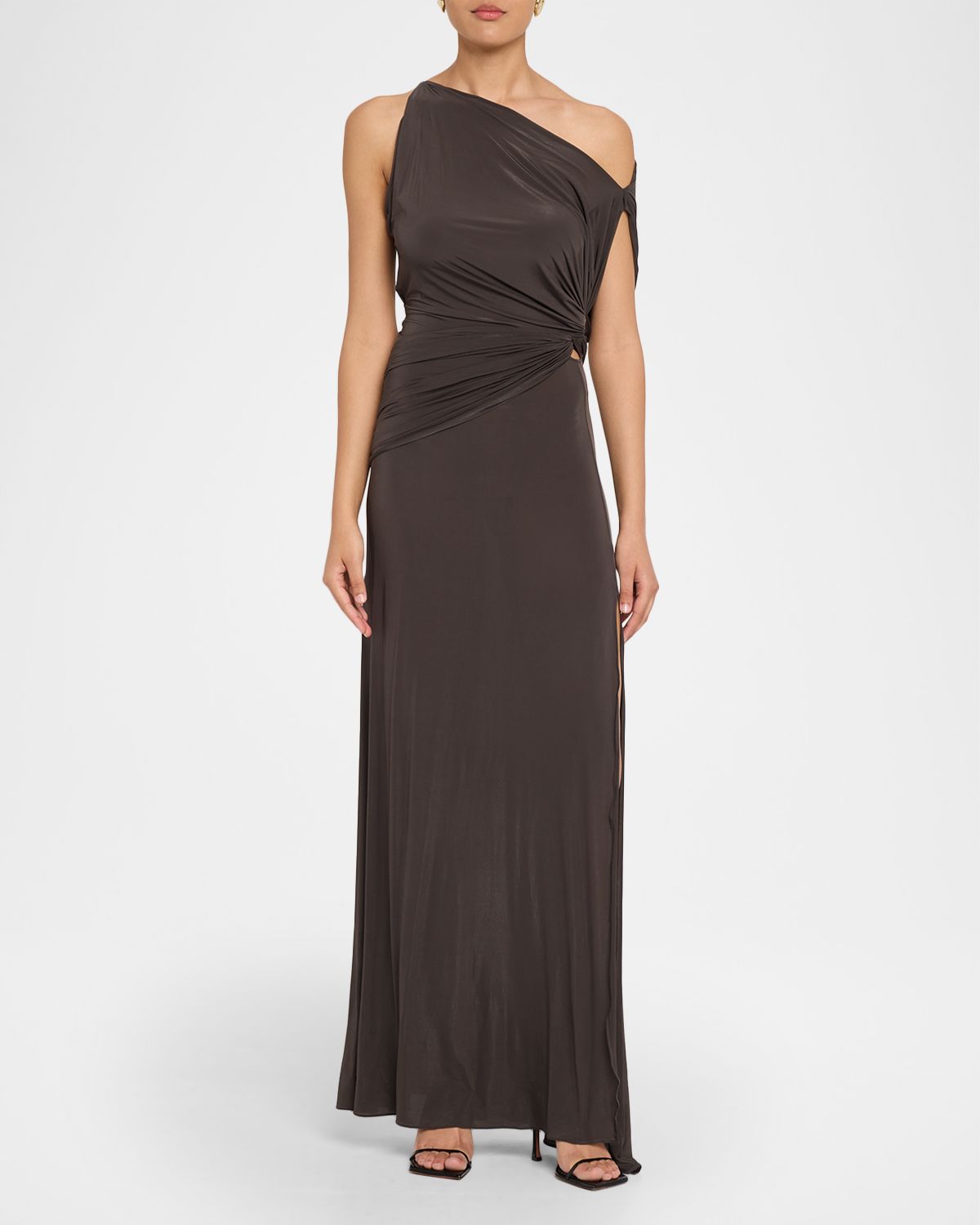 Alex Perry One-Shoulder Twisted Jersey Maxi Dress