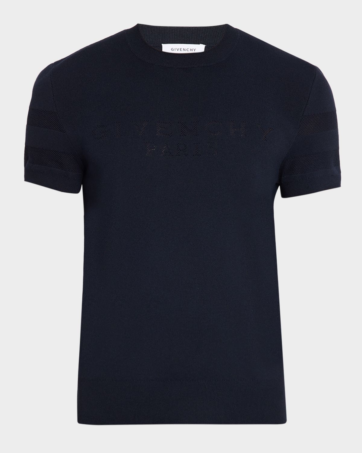 Givenchy Men 's Mesh Logo Knit Short-Sleeve Crewneck Sweater - Women's Clothing