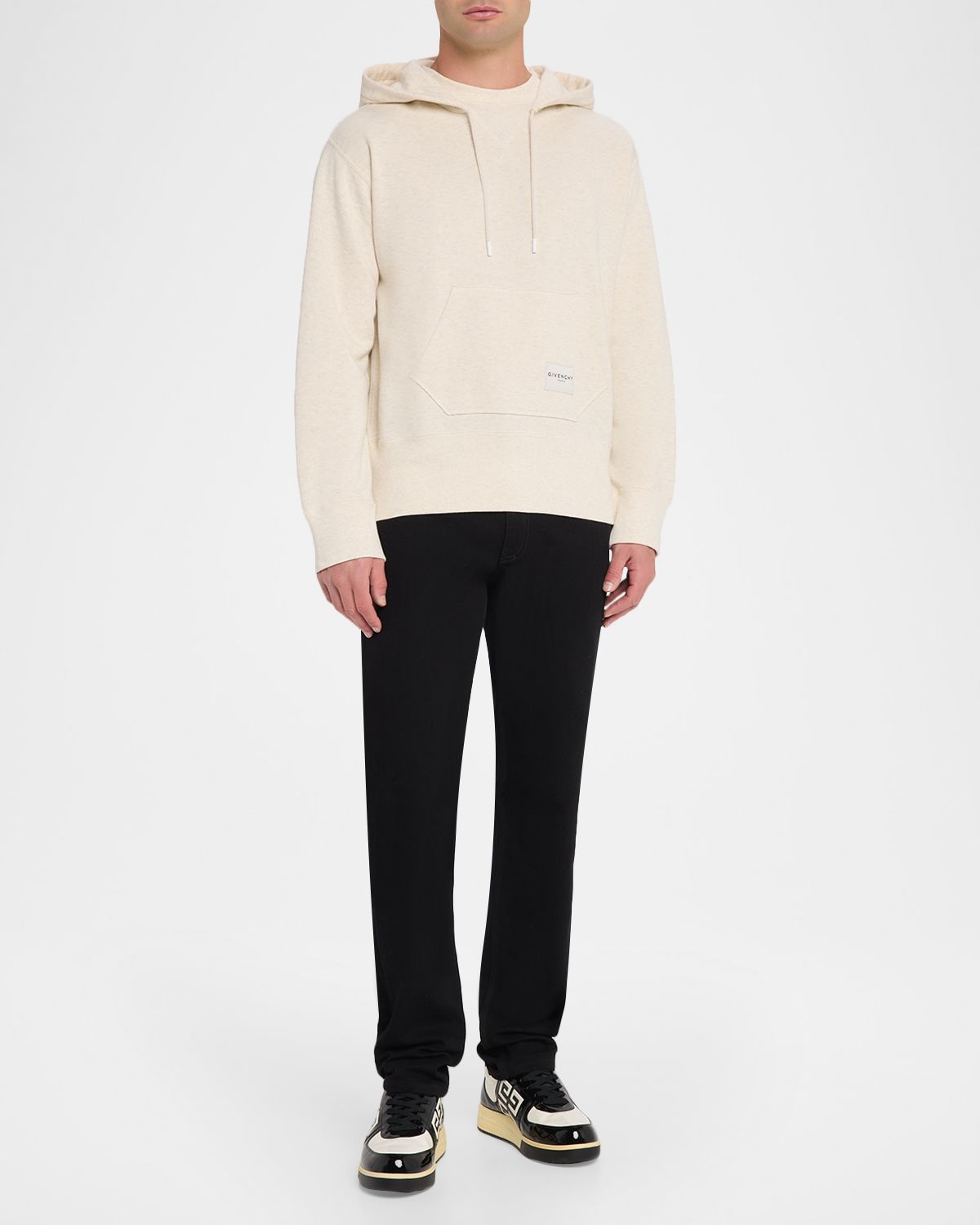 Givenchy Men 's Pocket-Label Cotton Blend Drawstring Hoodie