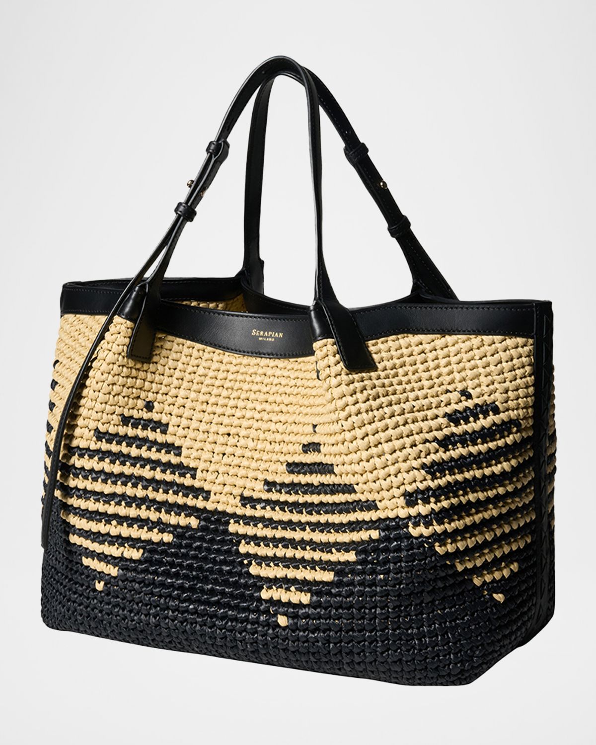 Serapian Secret Crochet Raffia Mosaico Tote Bag