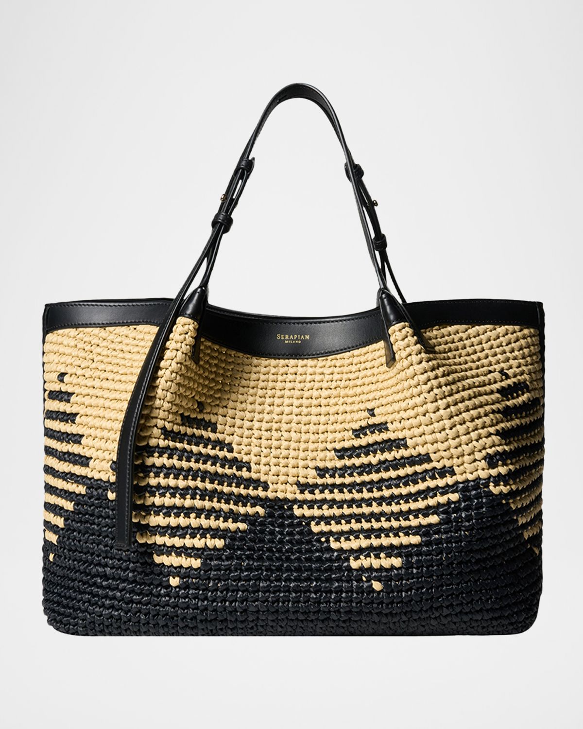 Serapian Secret Crochet Raffia Mosaico Tote Bag
