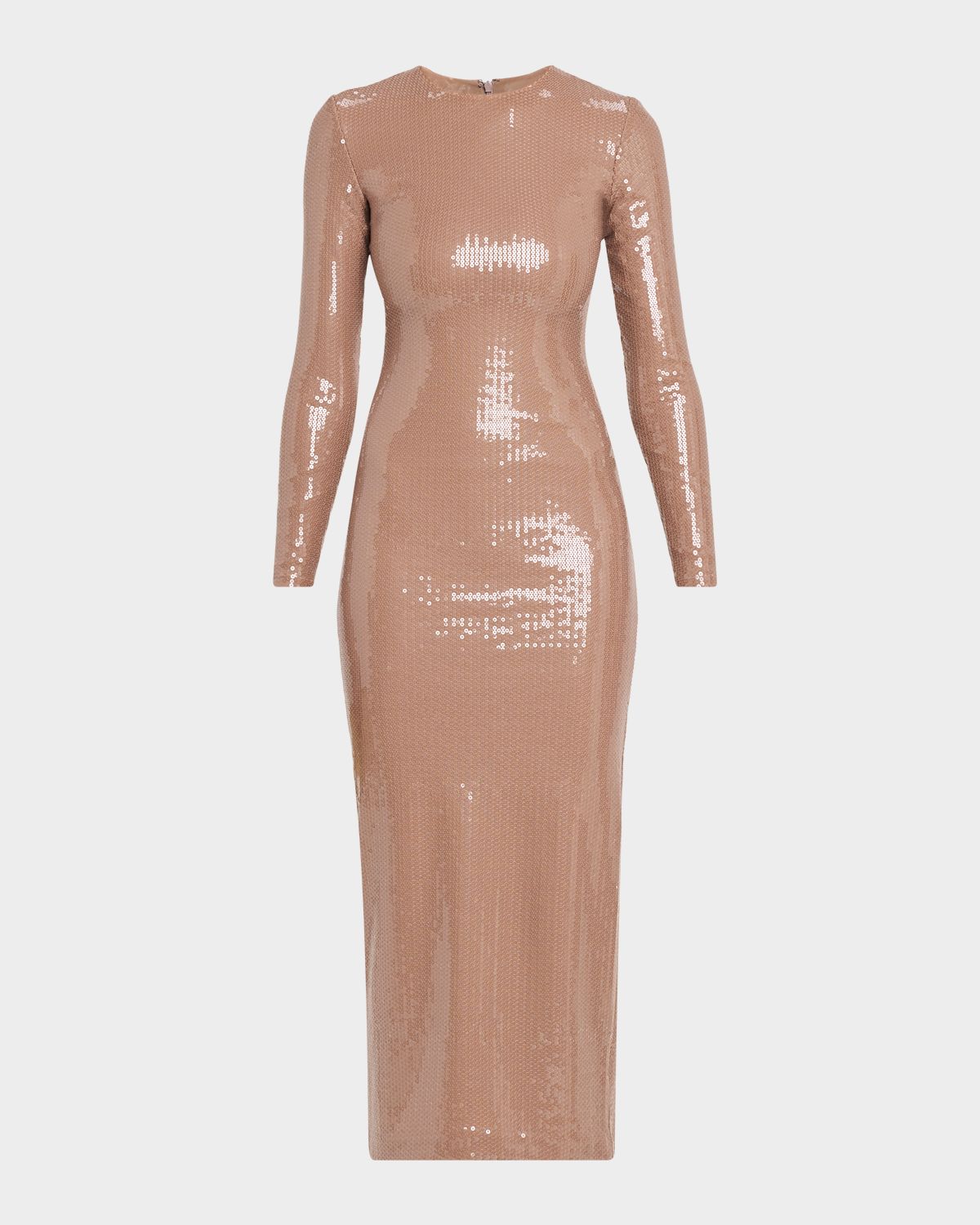 Alex Perry Sequined Long-Sleeve Midi Dress
