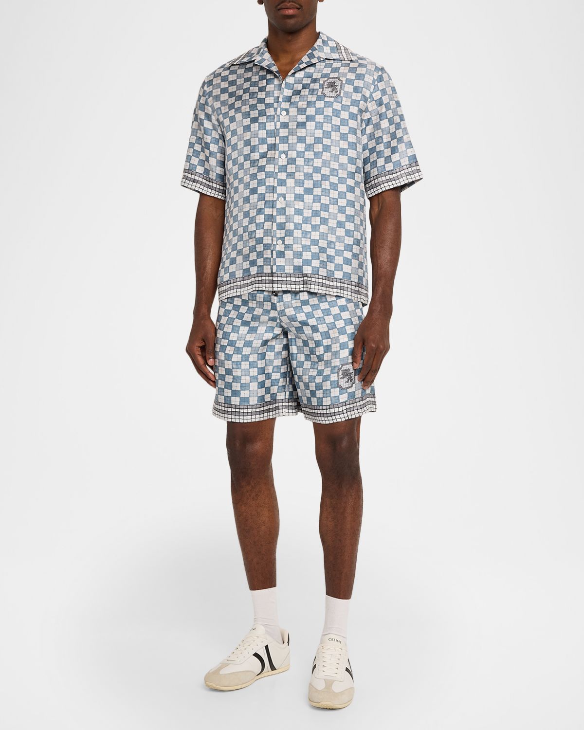 Amiri Men 's MA Checkered Silk Shorts