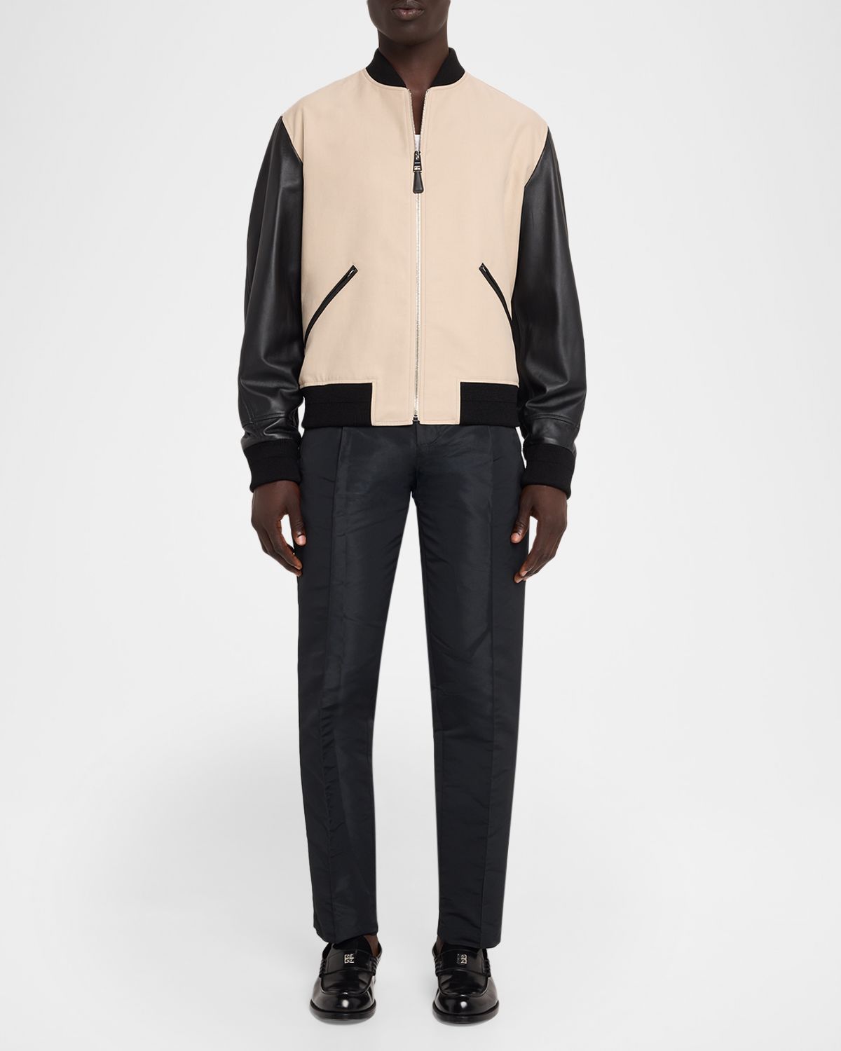 Givenchy Men 's Mixed-Material Logo Bomber Jacket