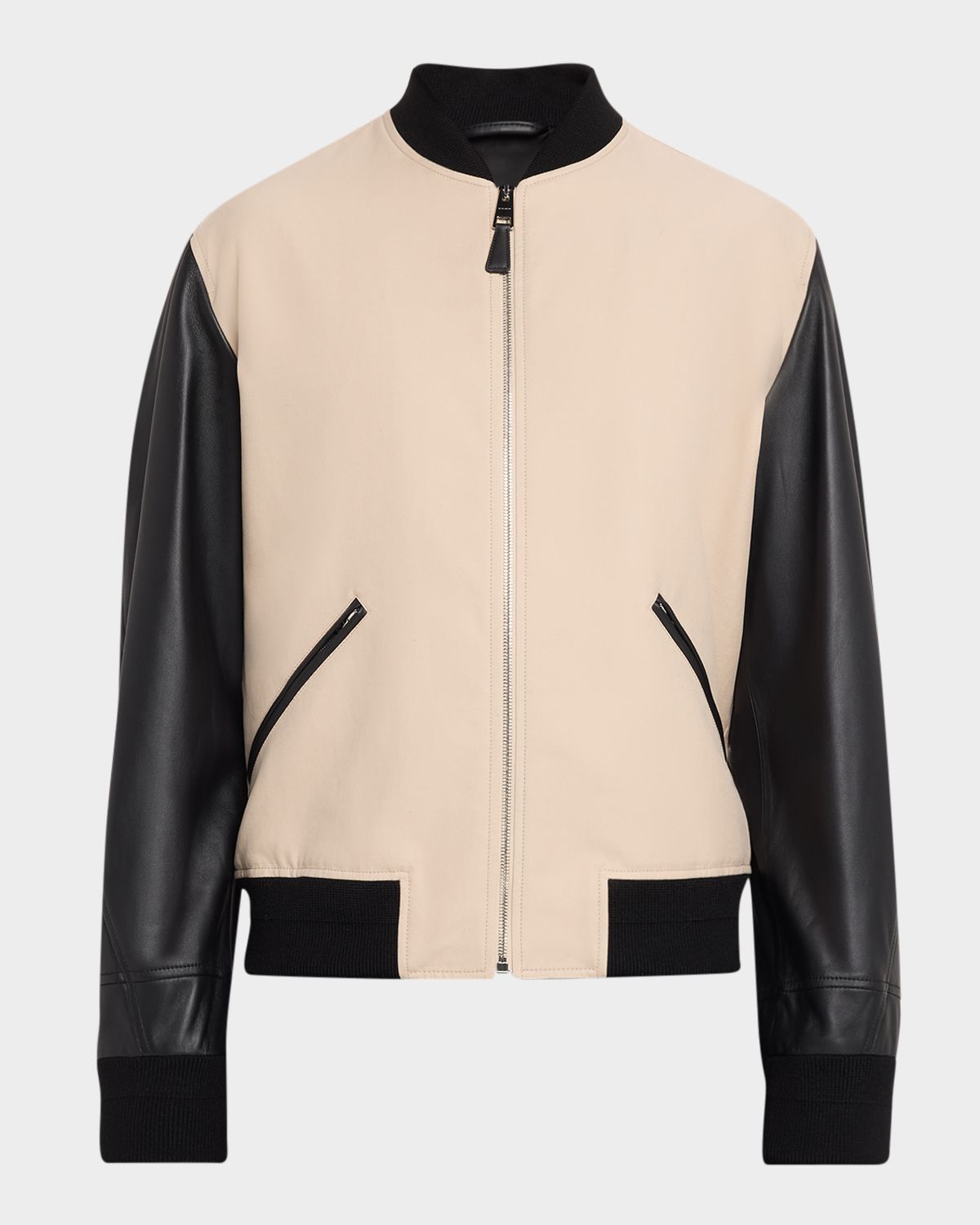Givenchy Men 's Mixed-Material Logo Bomber Jacket