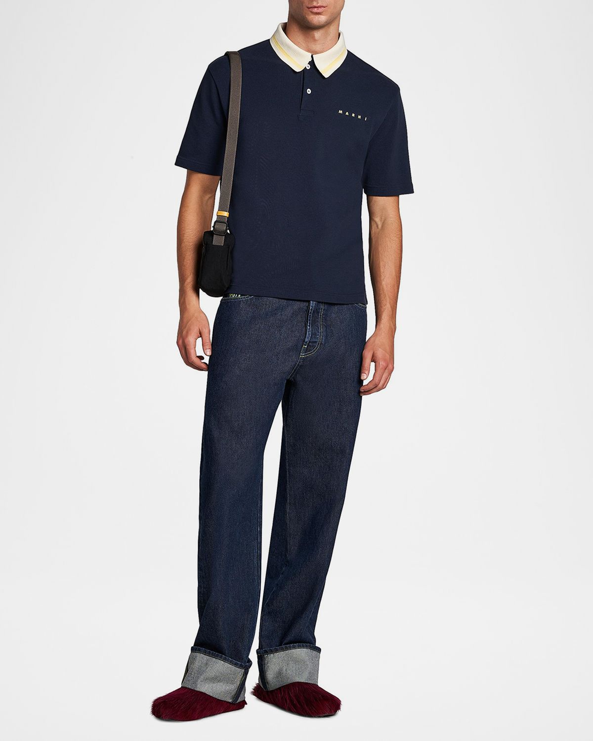 Marni Men 's Contrast-Collar Polo Shirt