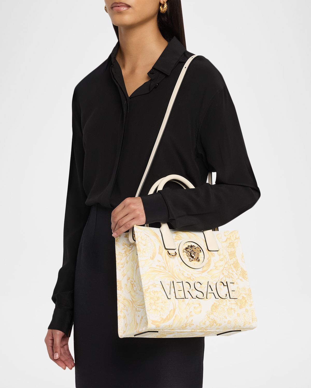 Versace Barocco-Print Medusa Cotton Canvas Tote Bag