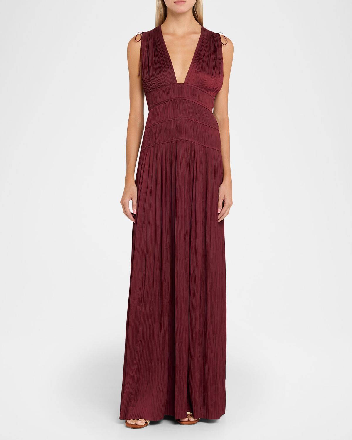 Ulla Johnson Tasneem Pleated Deep-V Satin Gown | Thumbnail 6 Ulla Johnson Tasneem Pleated Deep-V Satin Gown | Thumbnail 6