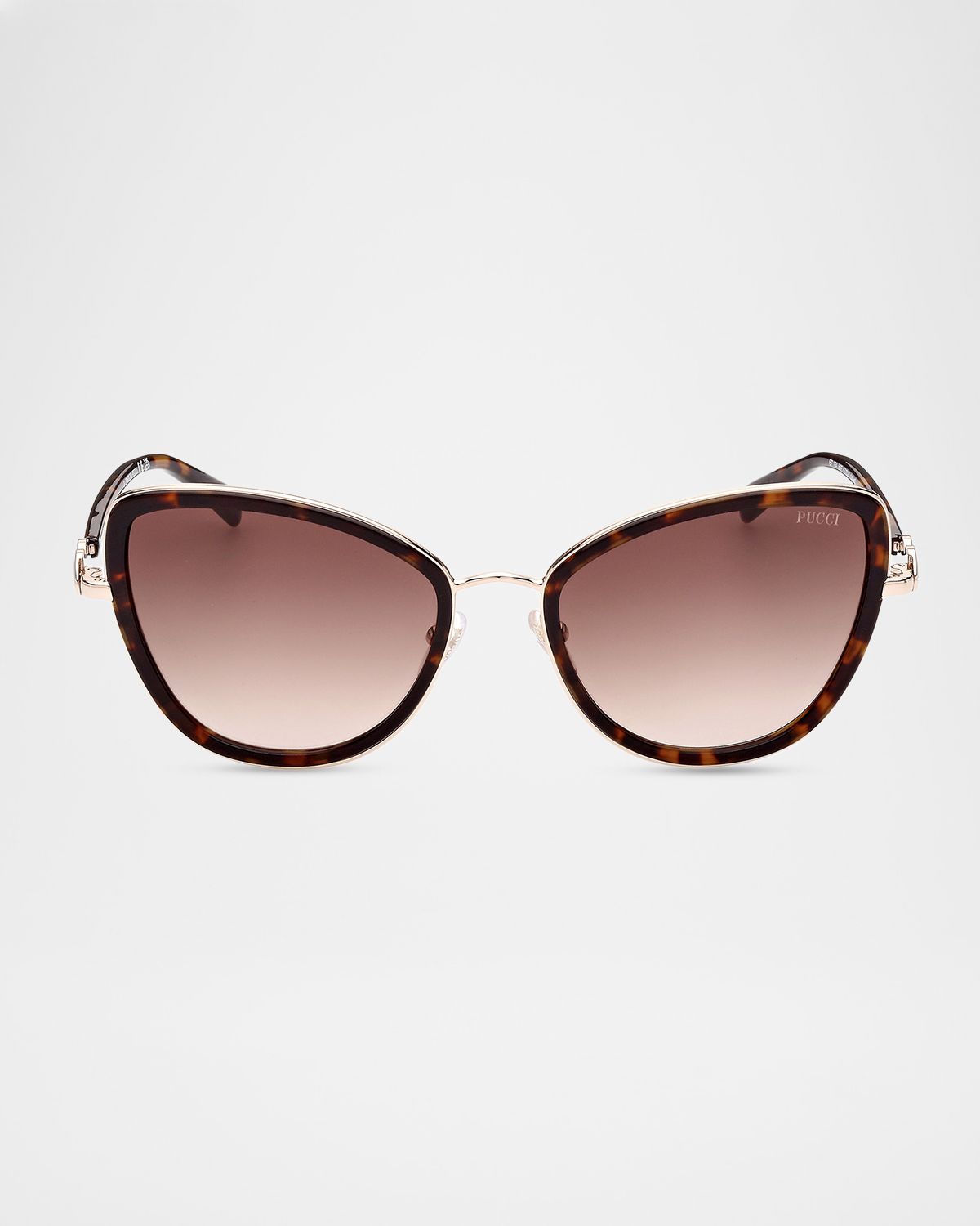 Pucci 57mm Fishtail Acetate & Metal Cat-Eye Sunglasses