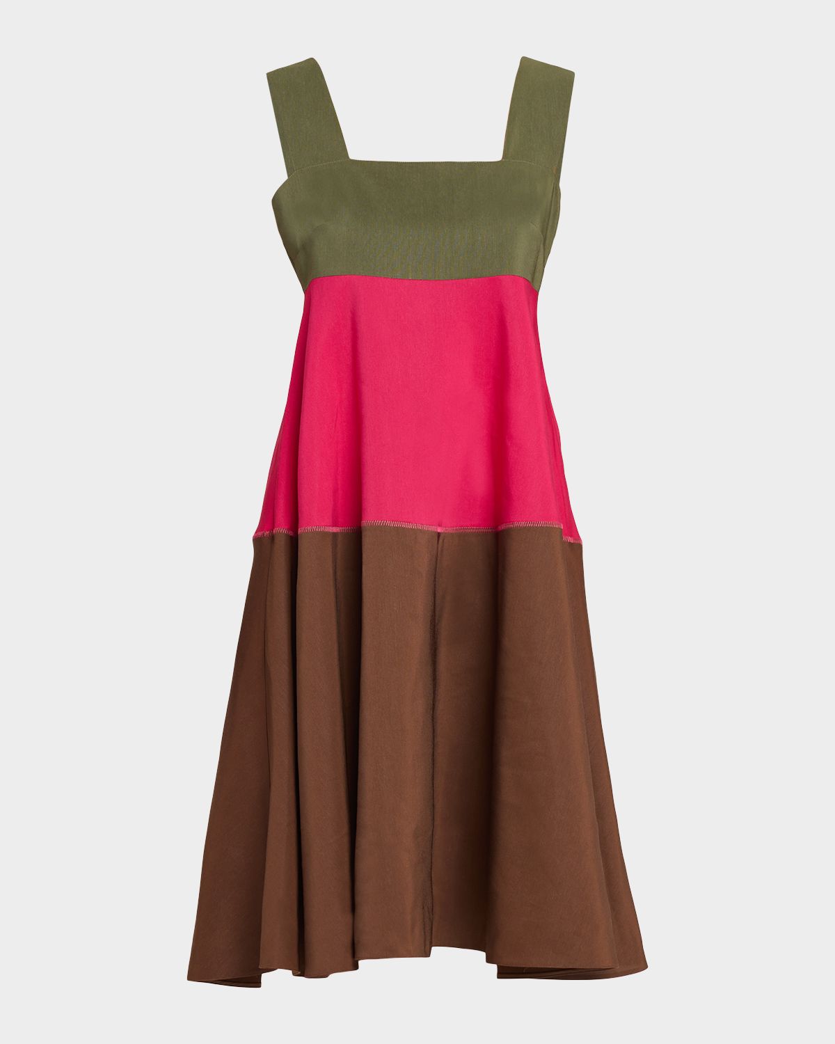 Marni Colorblock Tiered Sleeveless Midi Dress
