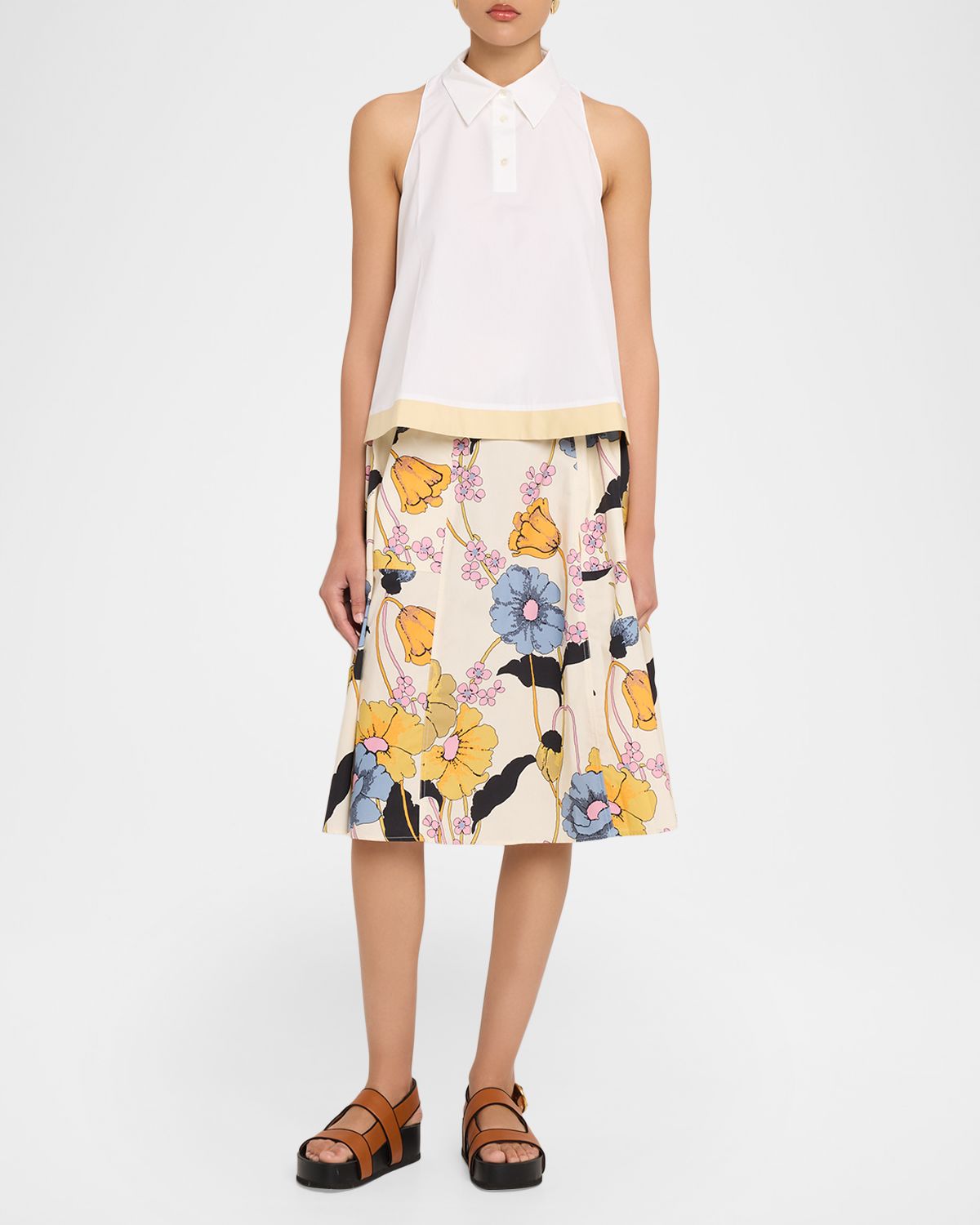 Marni Floral Cotton Midi Skirt