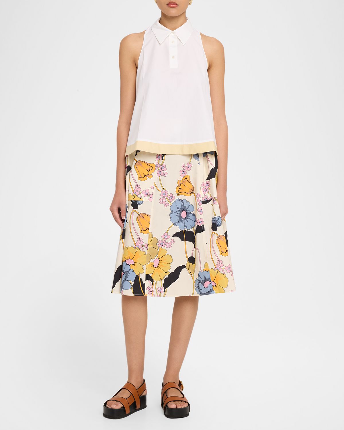 Marni Sleeveless Collared Trapeze Top