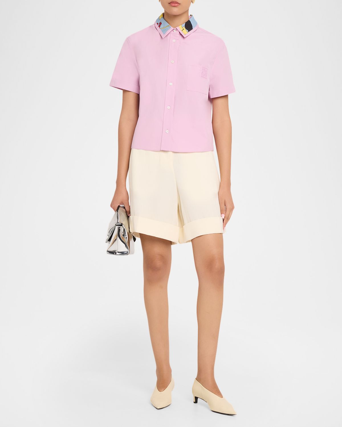 Marni Floral-Print Collar Short-Sleeve Button-Down Shirt