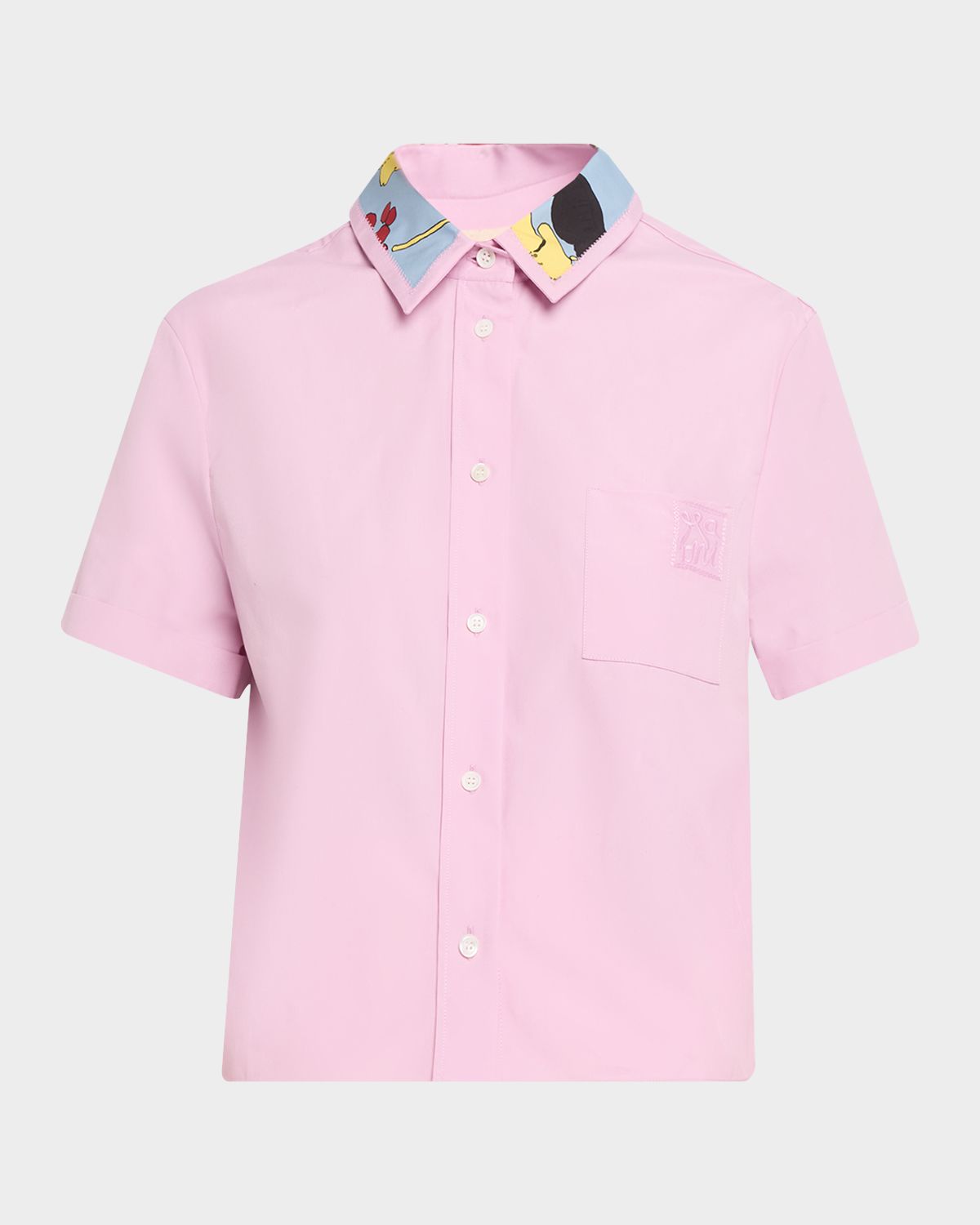 Marni Floral-Print Collar Short-Sleeve Button-Down Shirt