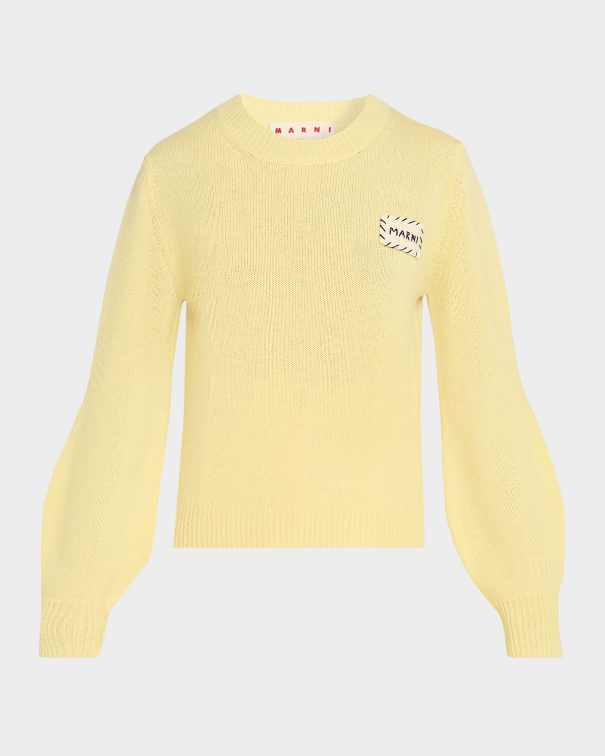 Marni Balloon-Sleeve Cashmere Crewneck Sweater