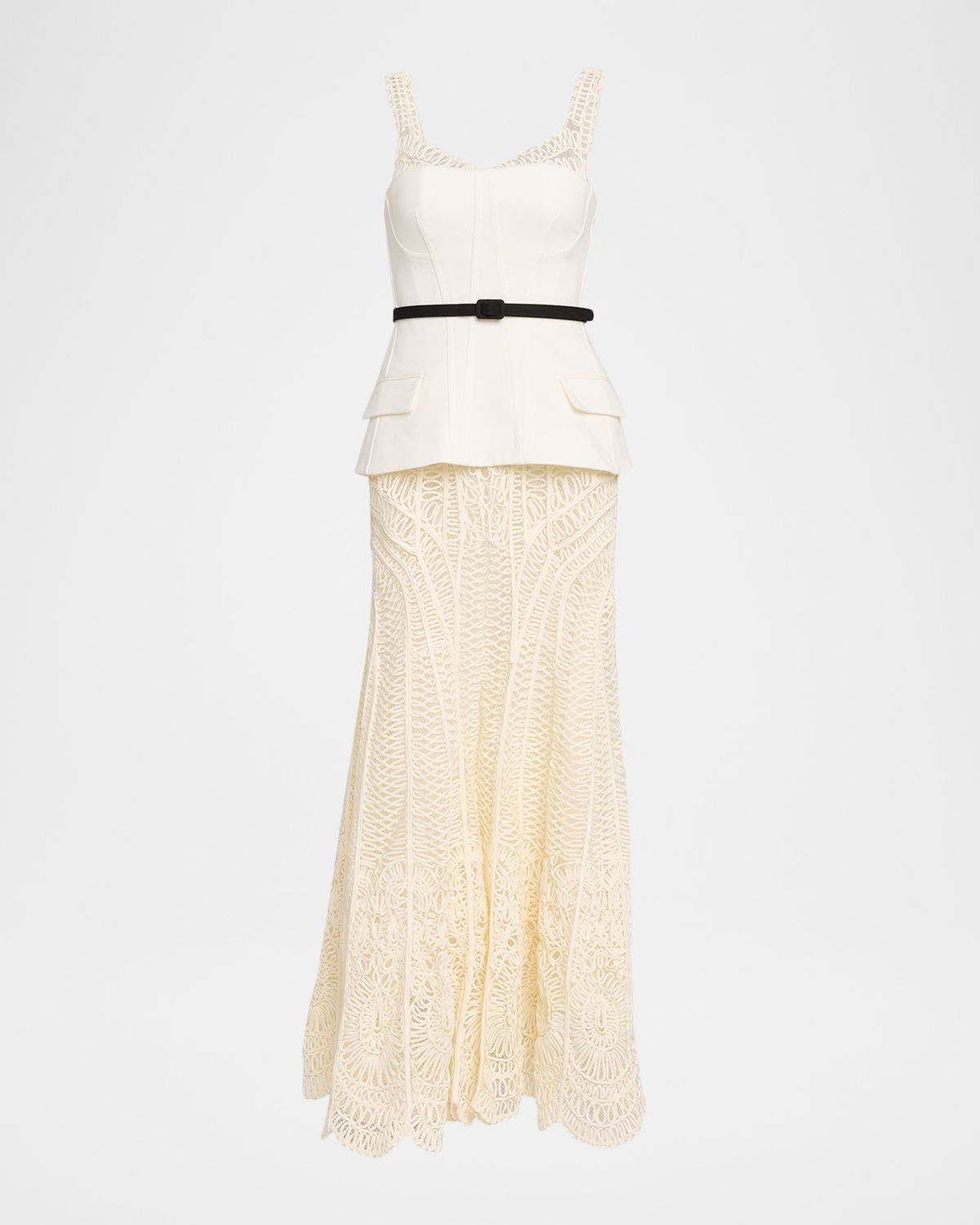 SIMKHAI McKinnon Sleeveless Corseted Lace Gown