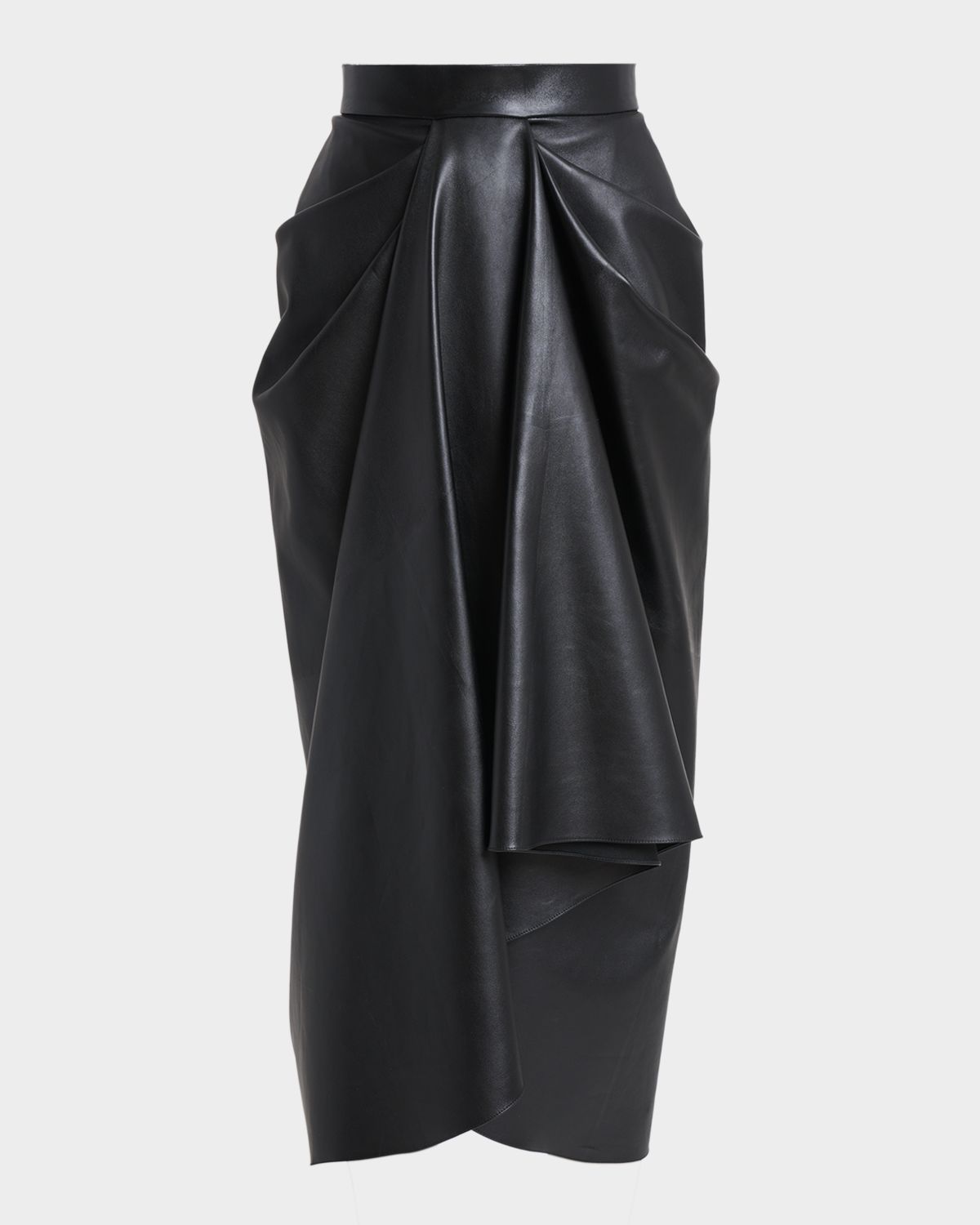 Givenchy Draped Leather Midi Skirt