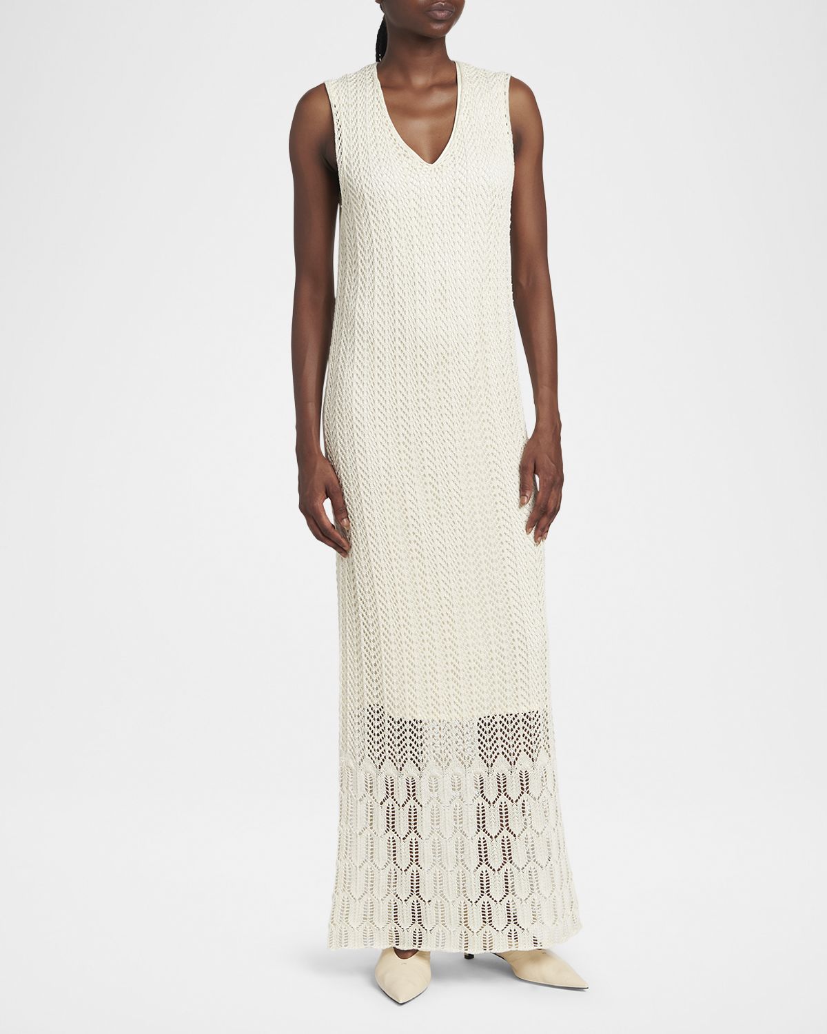 Jil Sander Crochet Knit Sleeveless Maxi Dress