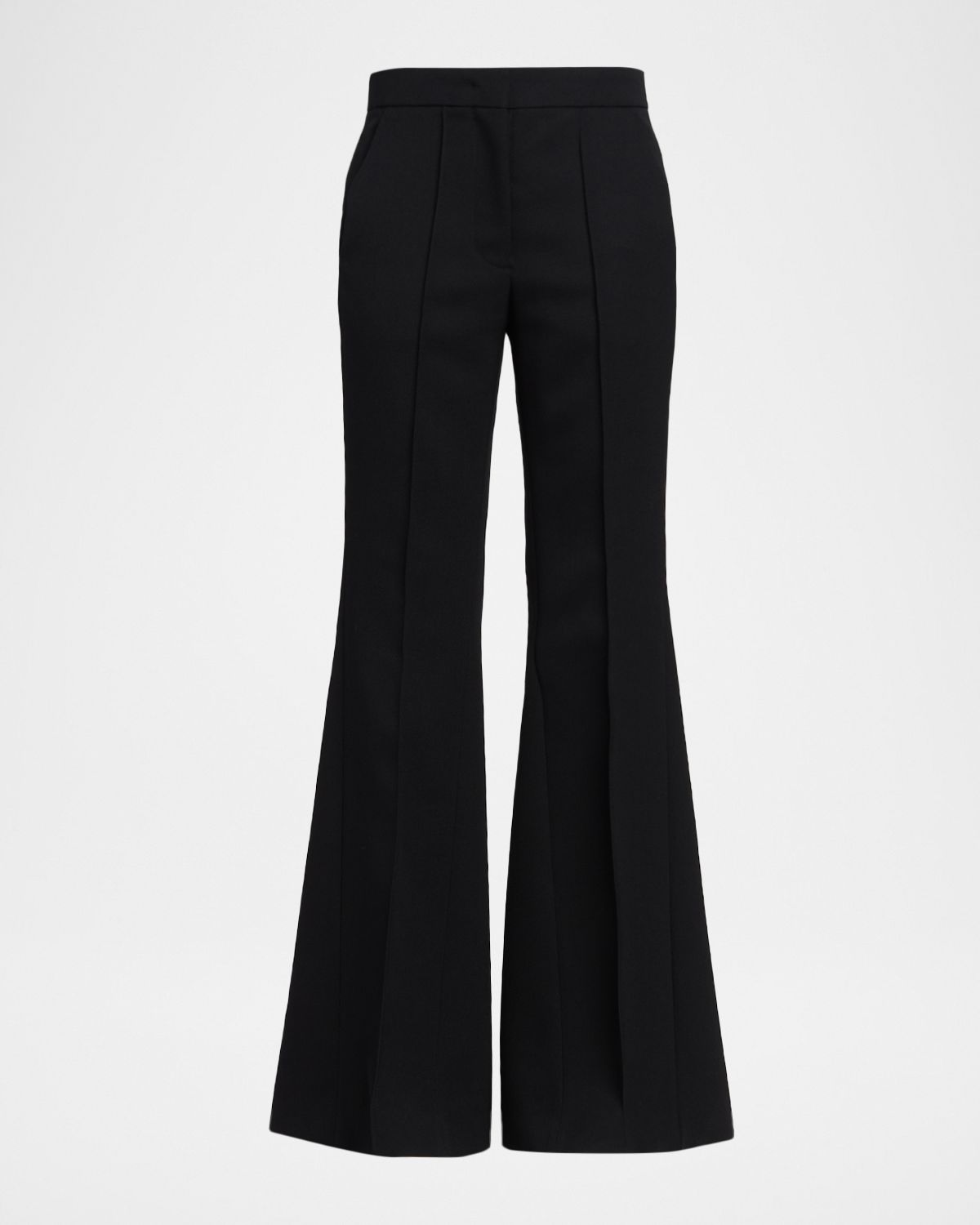 Jil Sander Pintuck Wool Tailored Flared Trousers