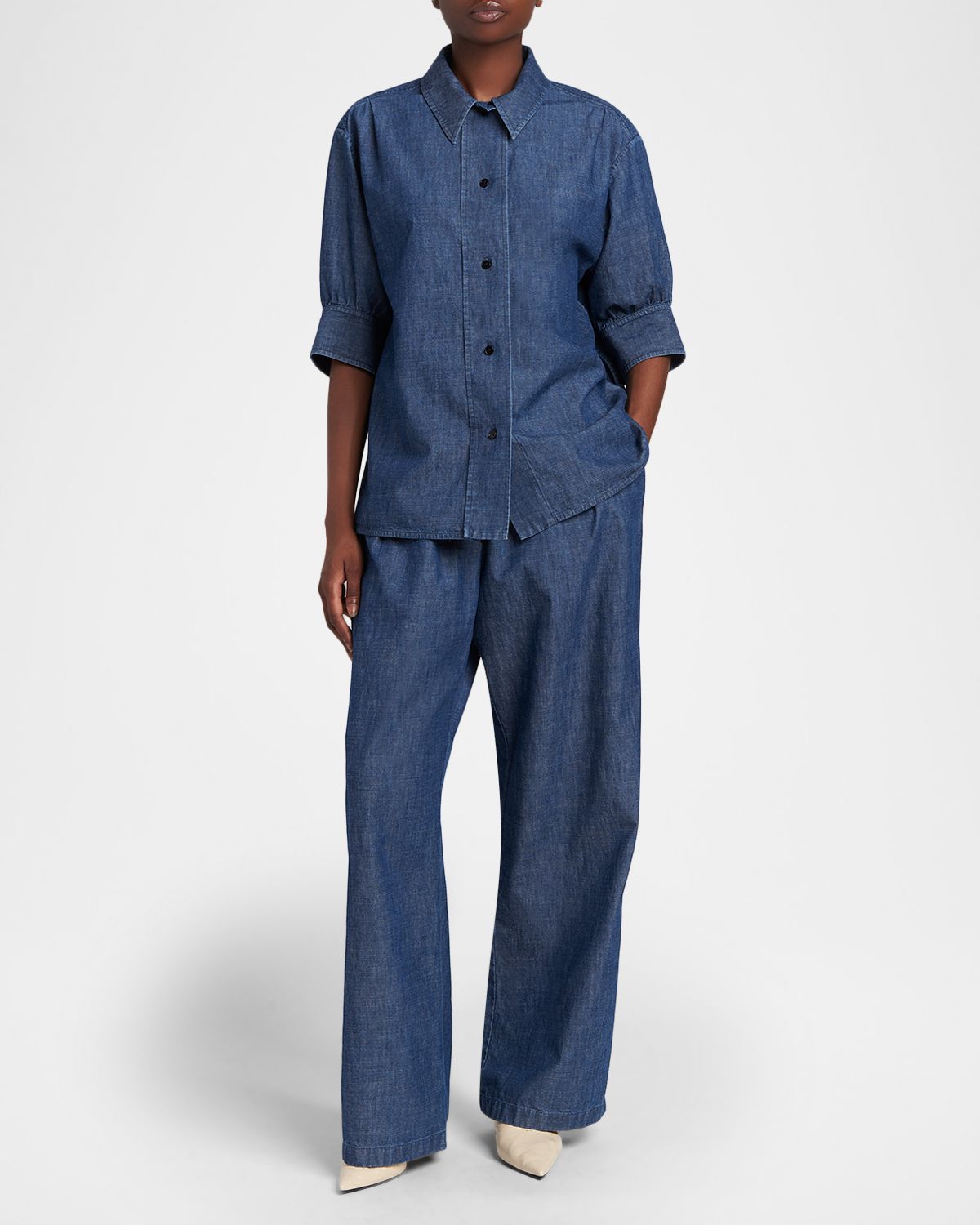 Jil Sander Short-Sleeve Chambray Button-Down Shirt