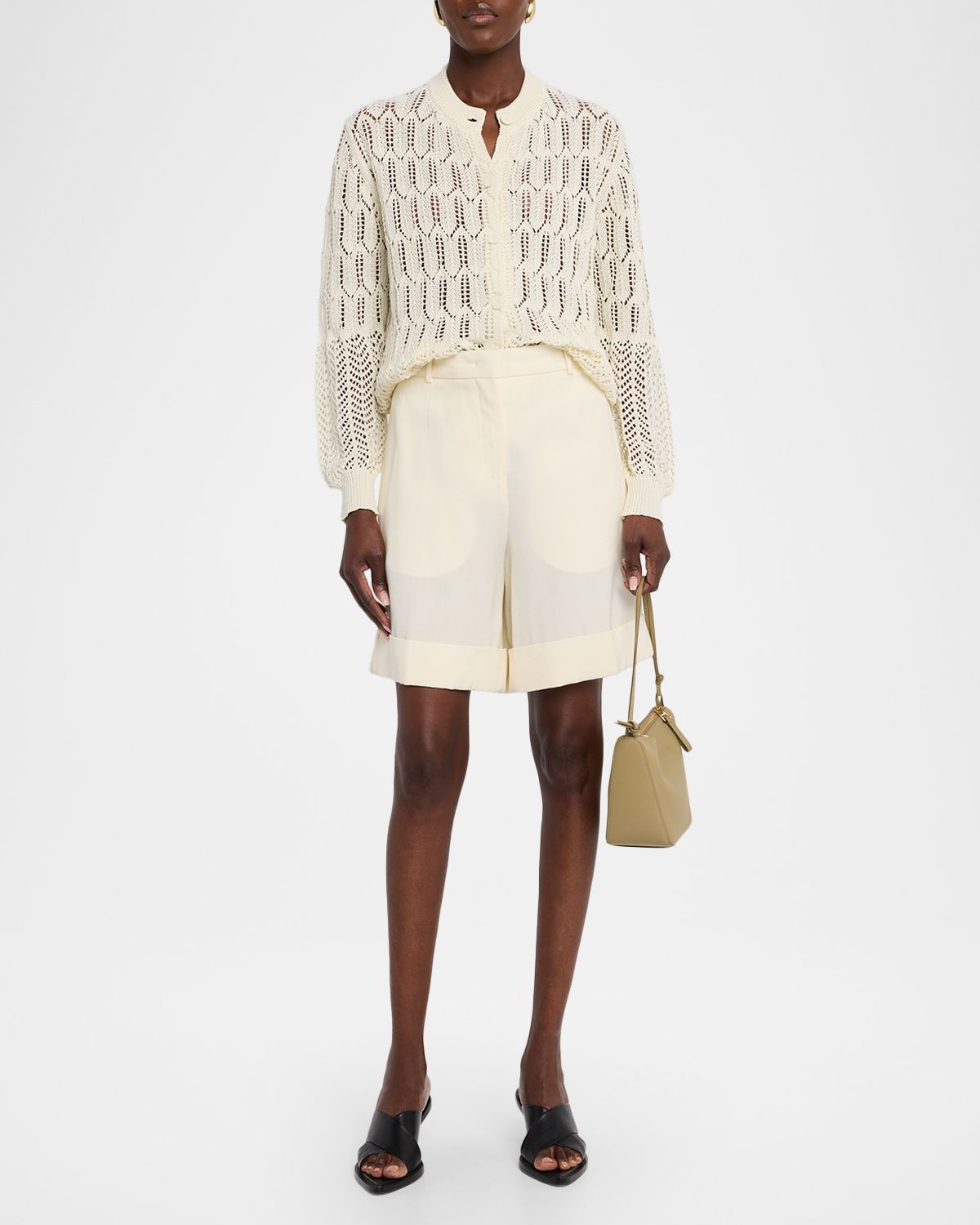 Jil Sander Long-Sleeve Cotton Crewneck Cardigan