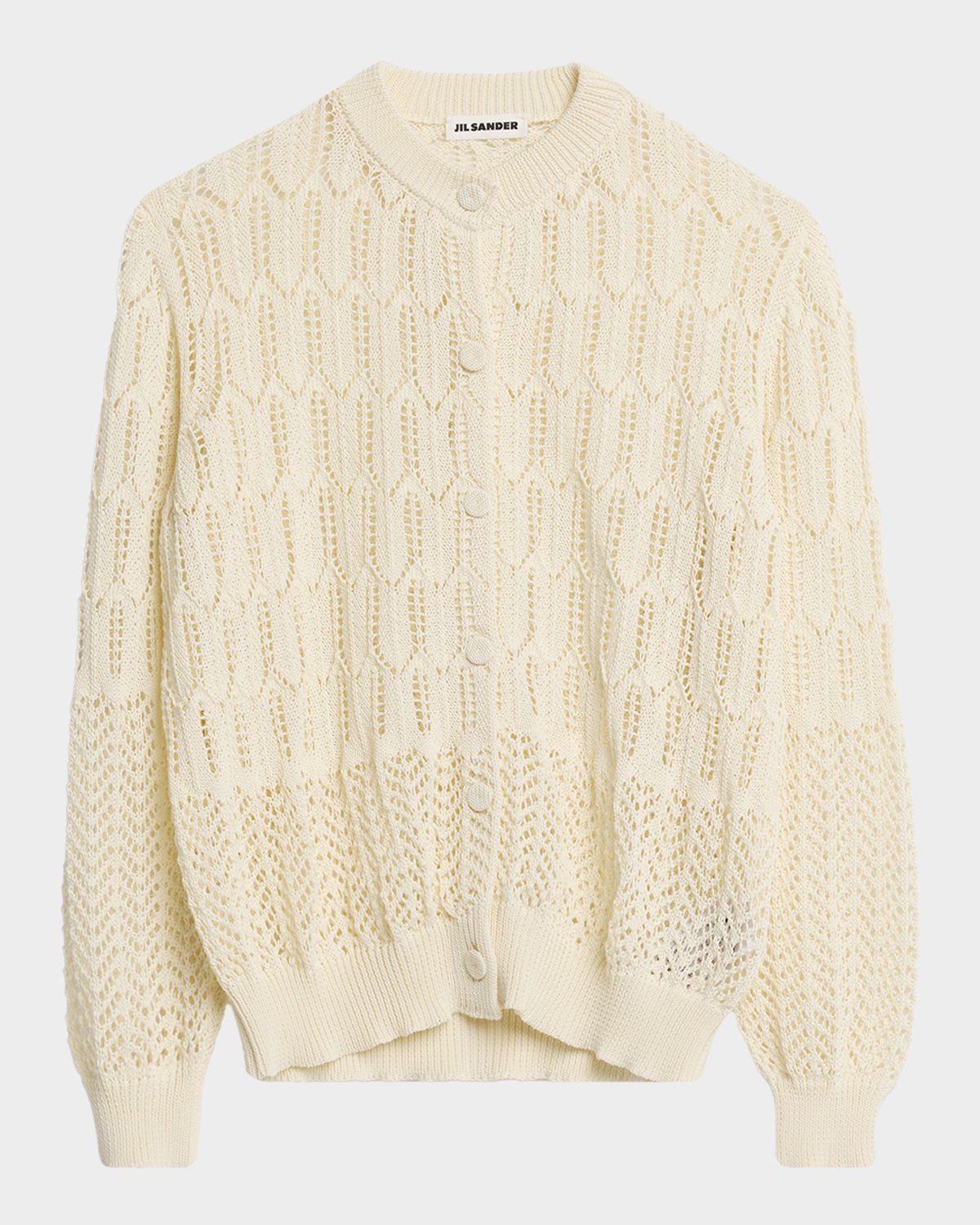 Jil Sander Long-Sleeve Cotton Crewneck Cardigan
