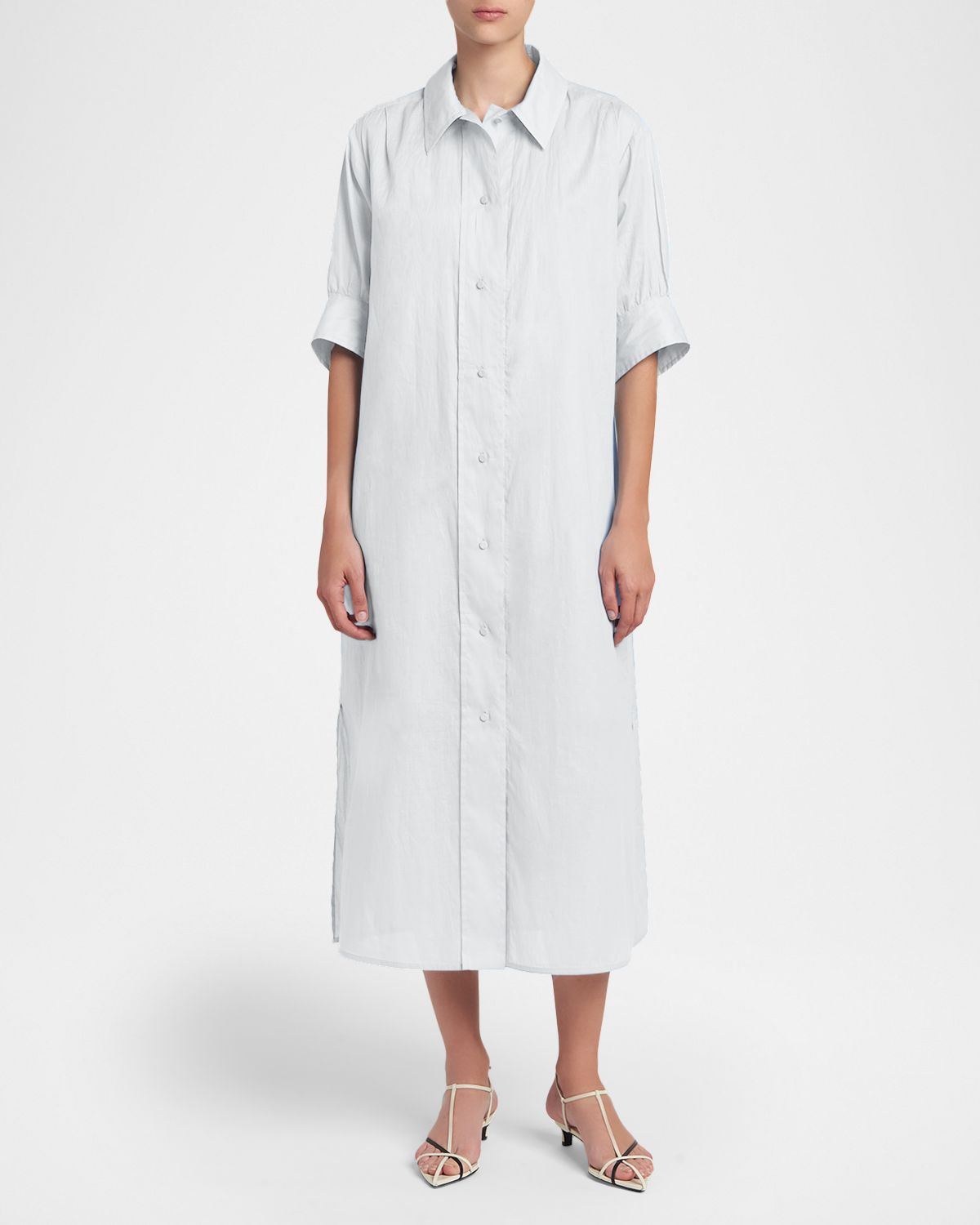 Jil Sander Short-Sleeve Cotton Midi Shirtdress