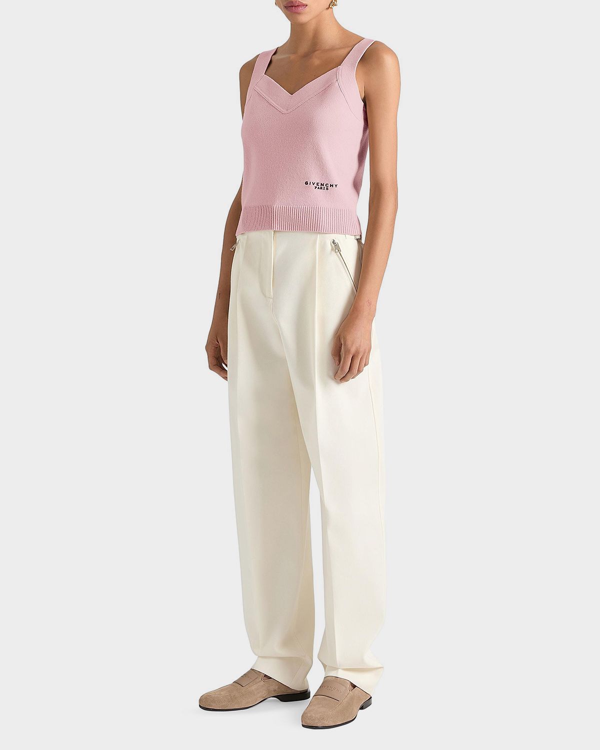 Givenchy V-Neck Wool-Cashmere Knit Tank Top