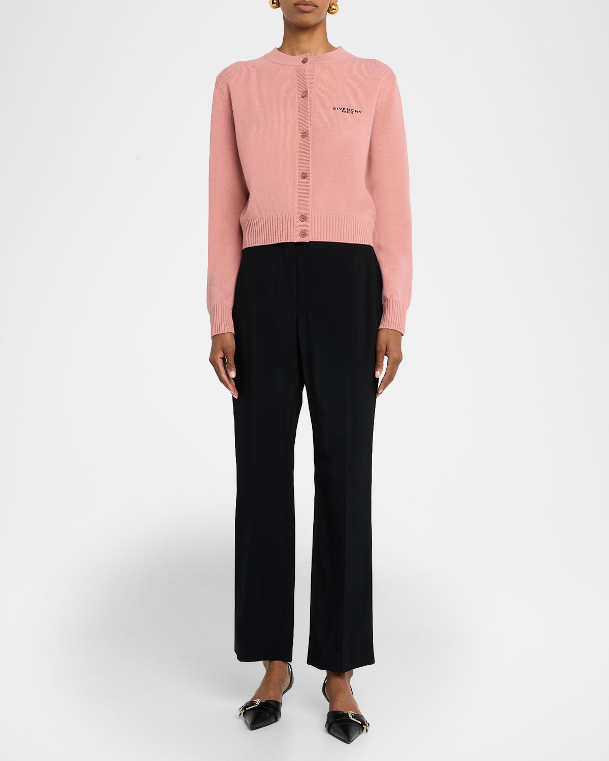 Givenchy Wool-Cashmere Crewneck Cardigan