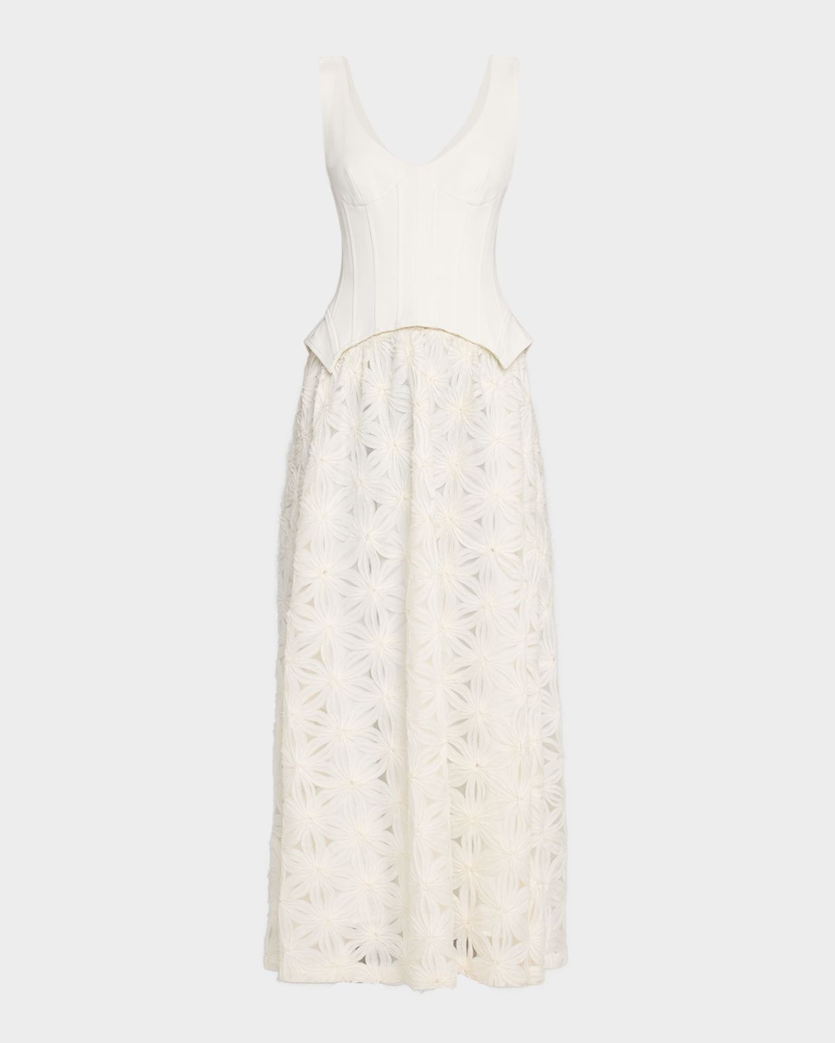SIMKHAI Bryony Sleeveless Corset Lace Midi Dress