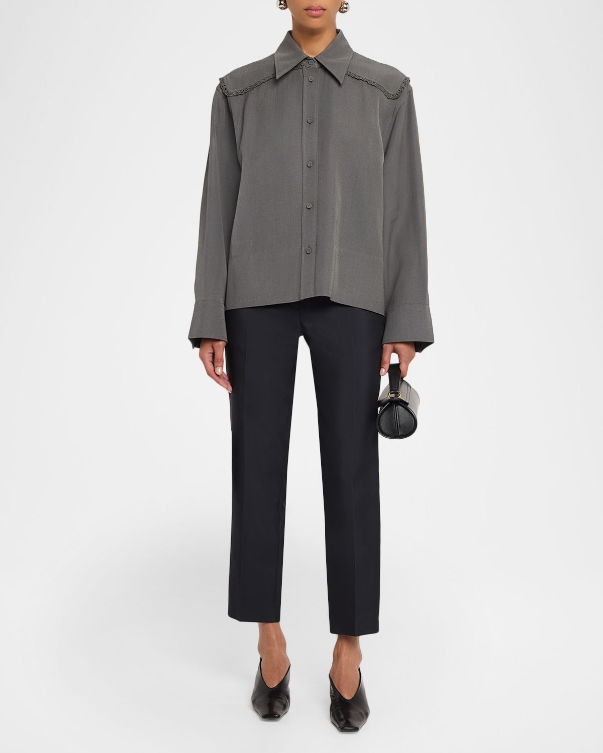 Jil Sander Embroidered Sailor Panel Button-Down Shirt