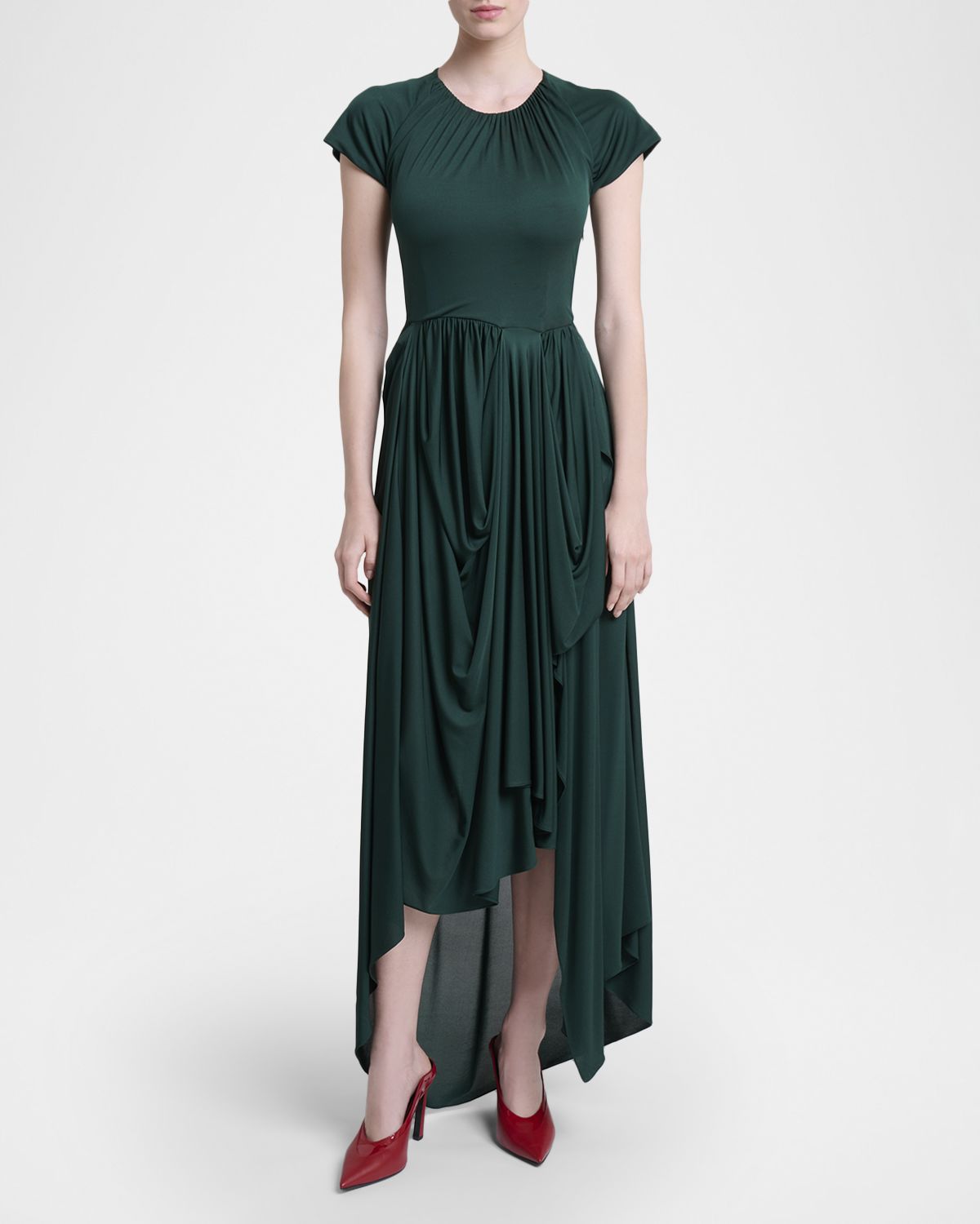 Givenchy Short Sleeve Draped Jersey Dress