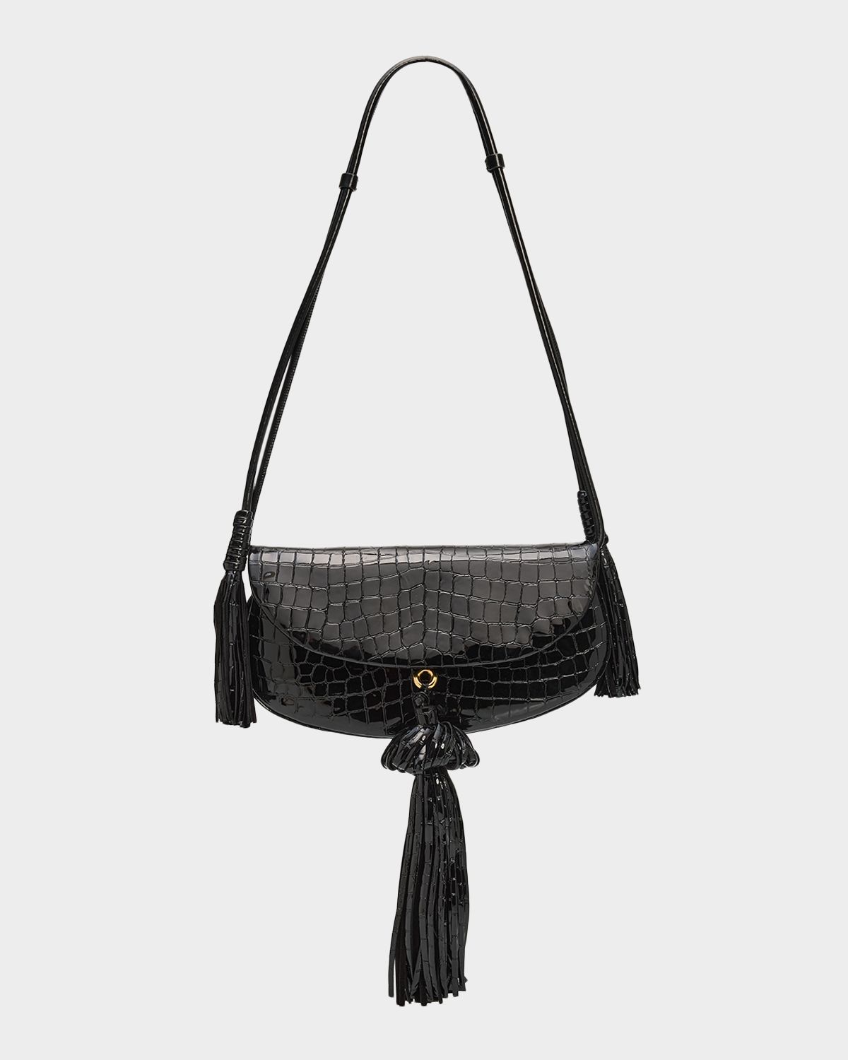 Ulla Johnson Paloma Tassel Croc-Embossed Leather Convertible Shoulder Bag