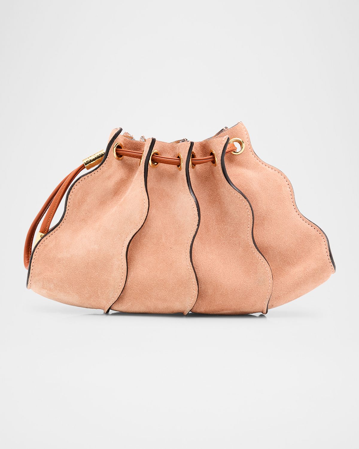 Ulla Johnson Adria Small Pleated Wave Suede Crossbody Bag