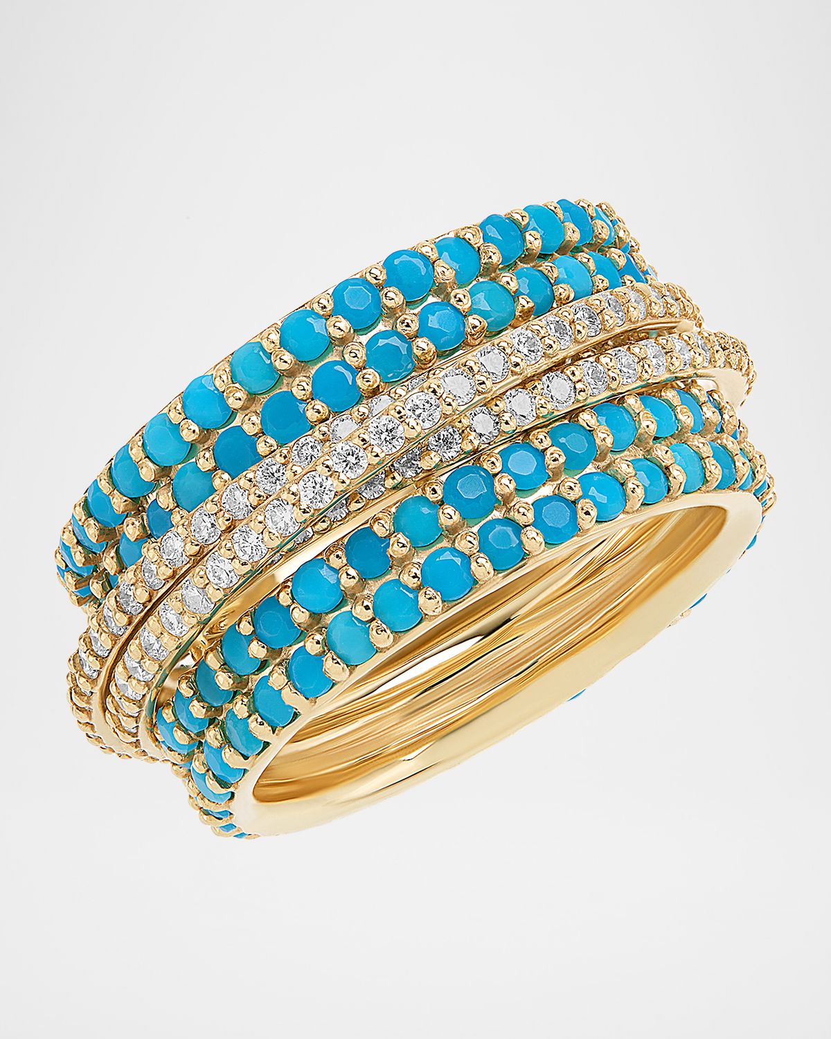 LANA Mega Turquoise and Diamond Kinetic Ring, Size 8