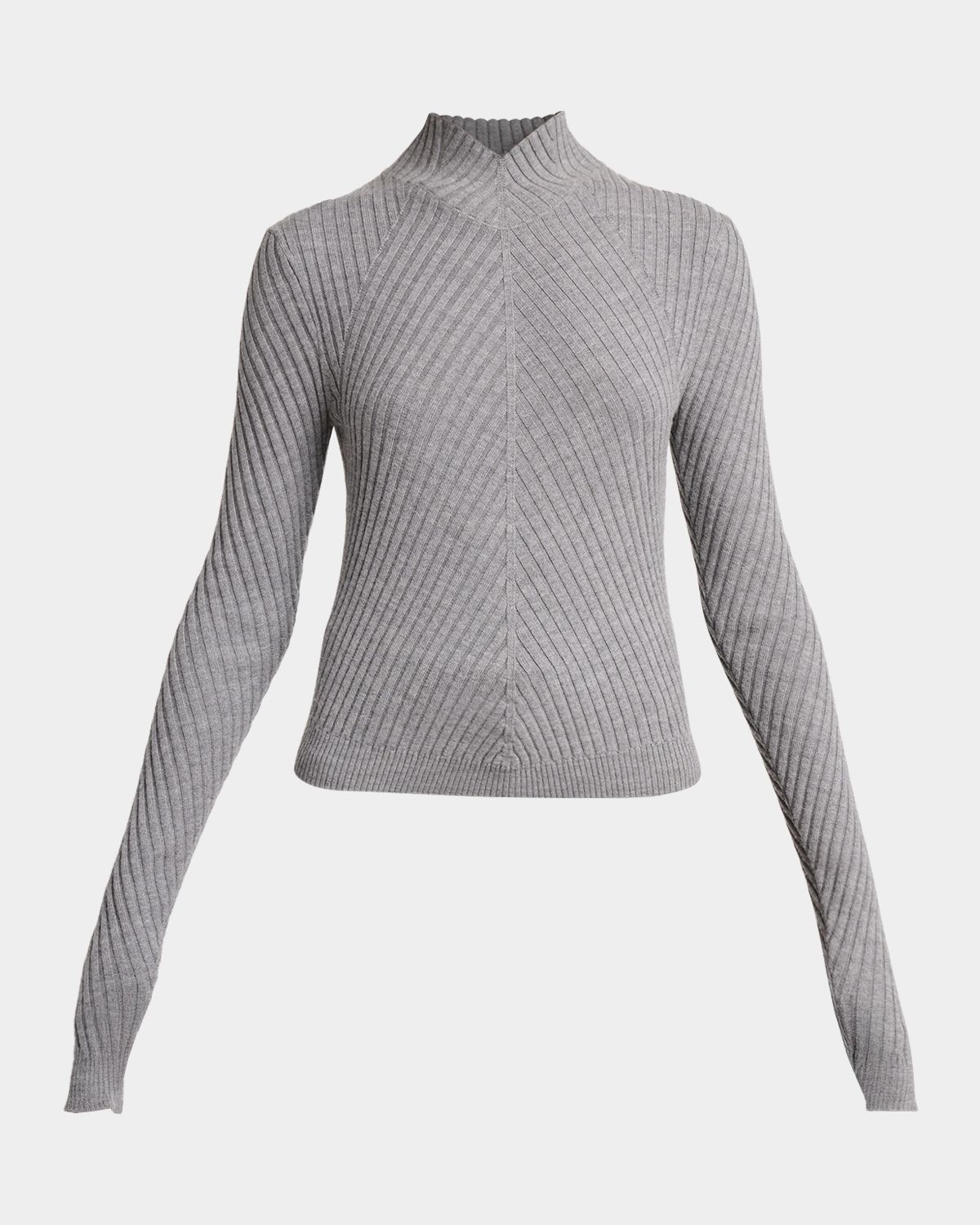Victoria Beckham Mock-Neck Diagonal Ribbed Sweater | Thumbnail 6