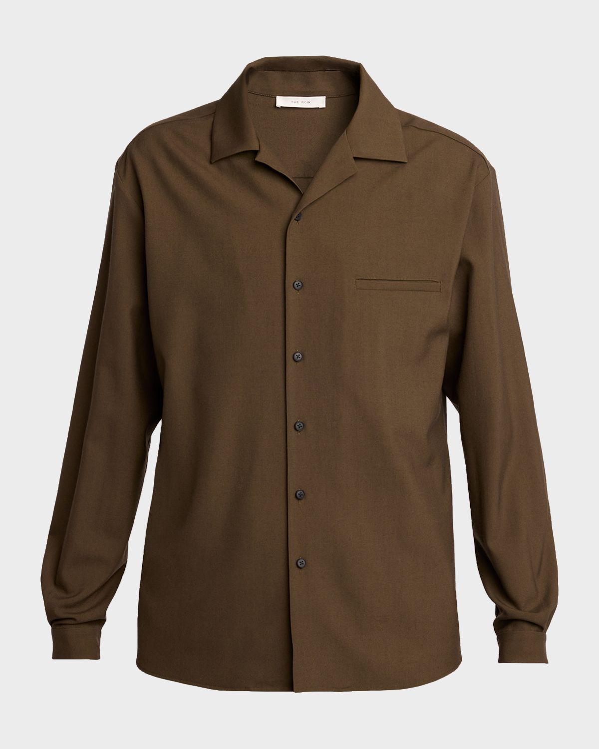 THE ROW Men 's Kanta Wool Notch-Collar Button-Down Shirt | Thumbnail 6