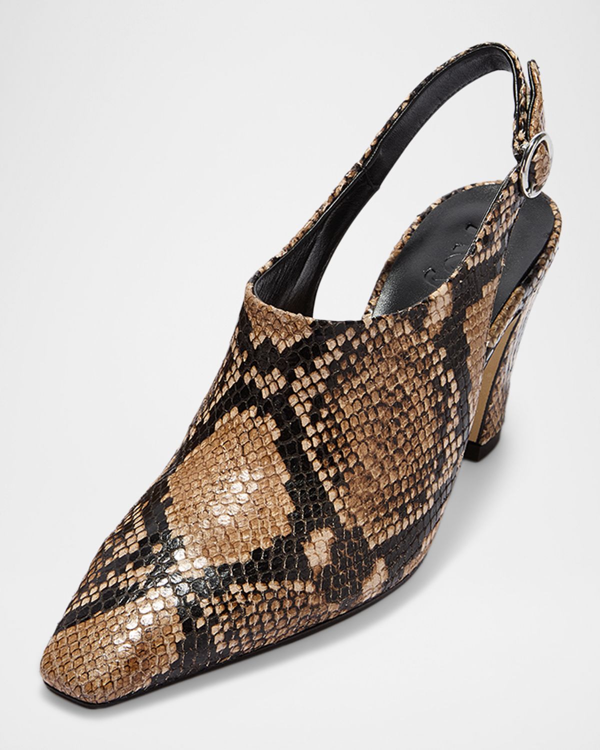 Aeyde Maude Snake-Printed Leather Slingback Pumps