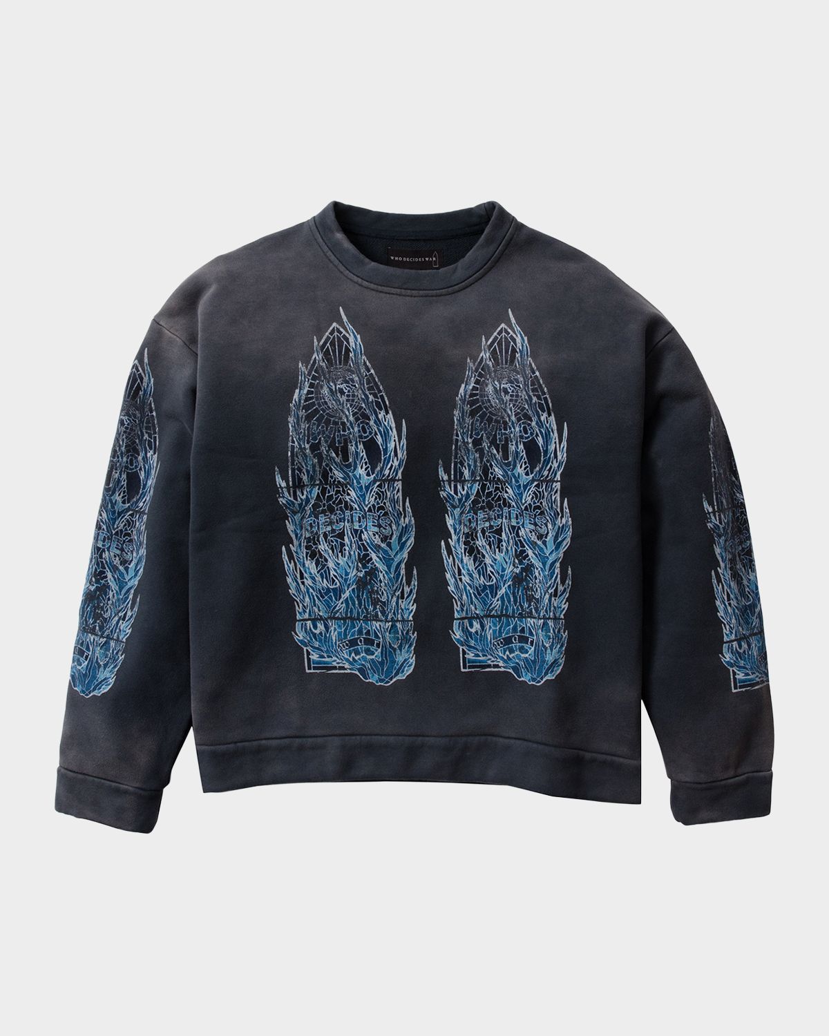 WHO DECIDES WAR Men 's Bad To The Bone Distressed Cotton ayered ong-Sleeve T-Shirt